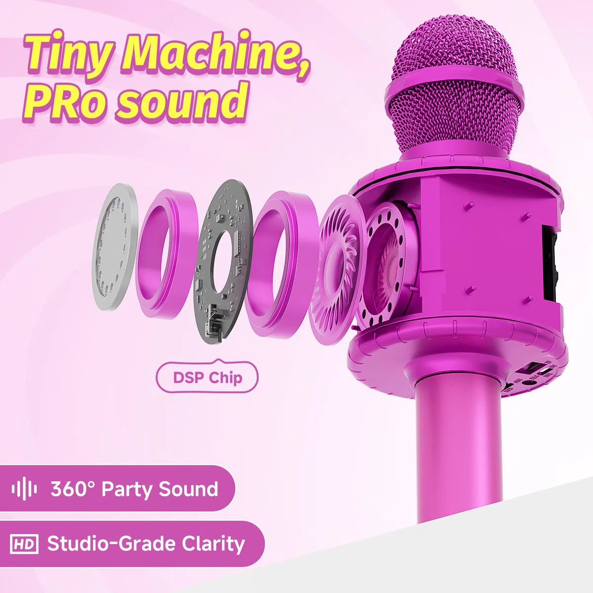 Fede Karaoke Mikrofon, Drahtloses Bluetooth Mikrofon für Kinder, Lustige Geschenke Spielzeug für Teenager Mädchen Jungen, Tragbares KTV Lautsprecher Recorder für Smartphone PC