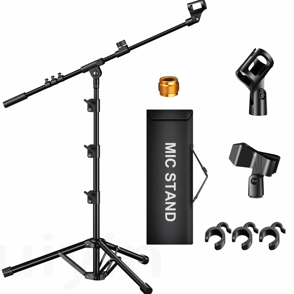 Mikrofonständer,Stativ-Boom-Arm Bodenmikrofonständer mit Höhenverstellbarer heavy - duty ausfhrung f r Gesang und podcast,Kompatibel mit Blue Yeti,Shure SM58/SM48,Samson Q2U