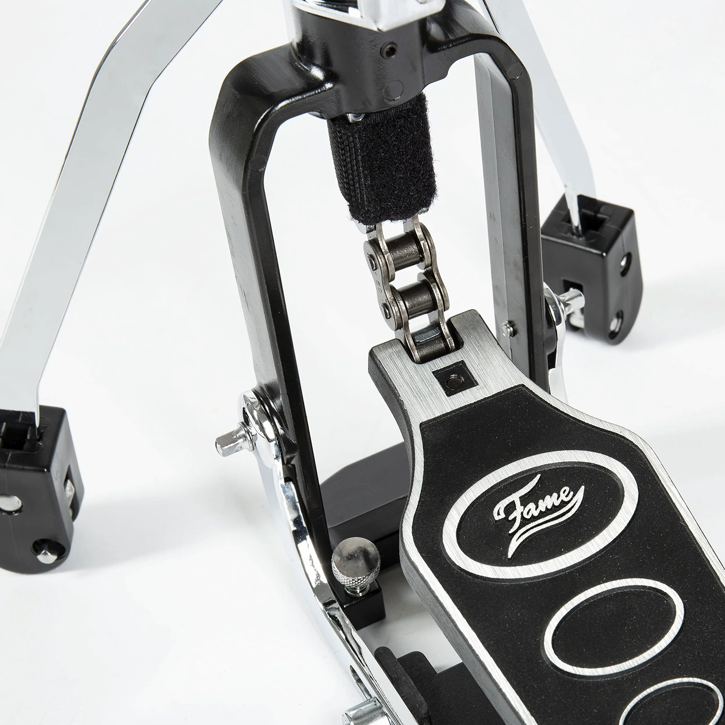 Fame HH9007 Remote Cable HiHat Ständer, Professionelle Einzelkette, Einstrebig, Verchromt, Drehbare Beine, Spikes, Ergonomisches Pedal, Stabiles Kabel, Multiklammer, Drop Clutch