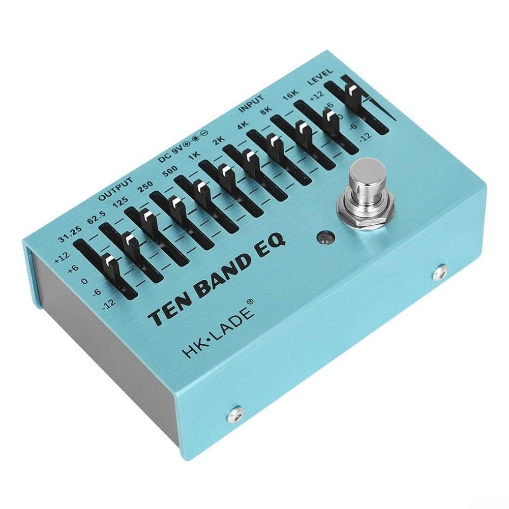 10-Band EQ Equalizer Gitarren-Effektpedal mit True Bypass, Stompbox aus Aluminiumlegierung für E-Gitarre und Bass, präzise Klangformung von 31,25 Hz bis 16 kHz, Blau