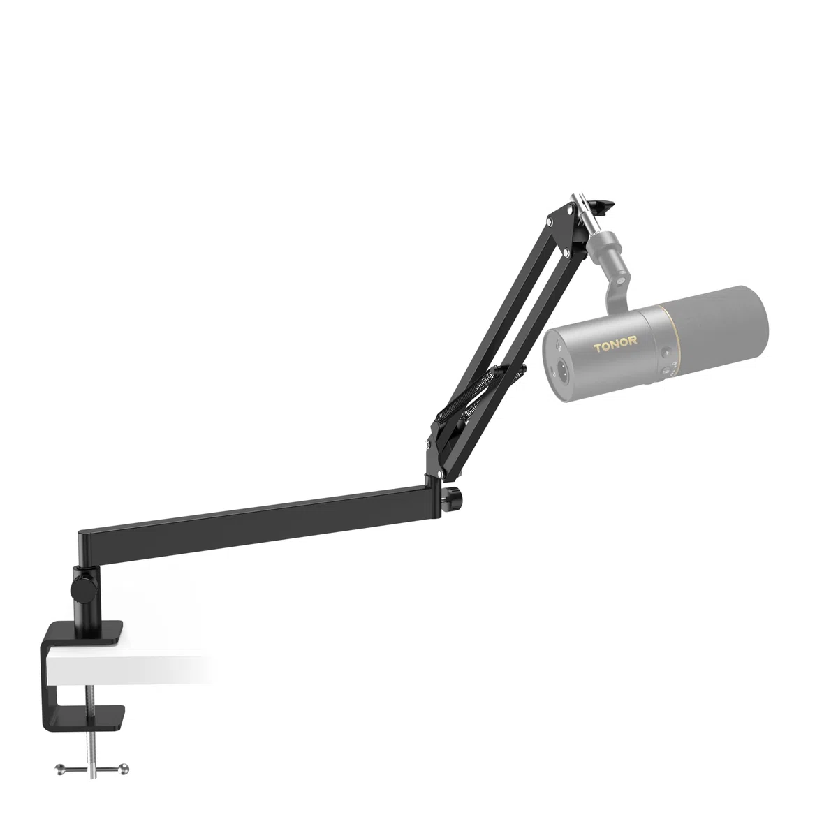 TONOR Mikrofon Arm Niedrig Profil, Low Microphone Boom Arm Auf/Ab voll verstellbar Mikrofonarm Ständer Halterung mit hoher Kompatibilität, für Gaming, podcast, Aufnahme, 38 cm +35 cm, Schwarz, T20LP