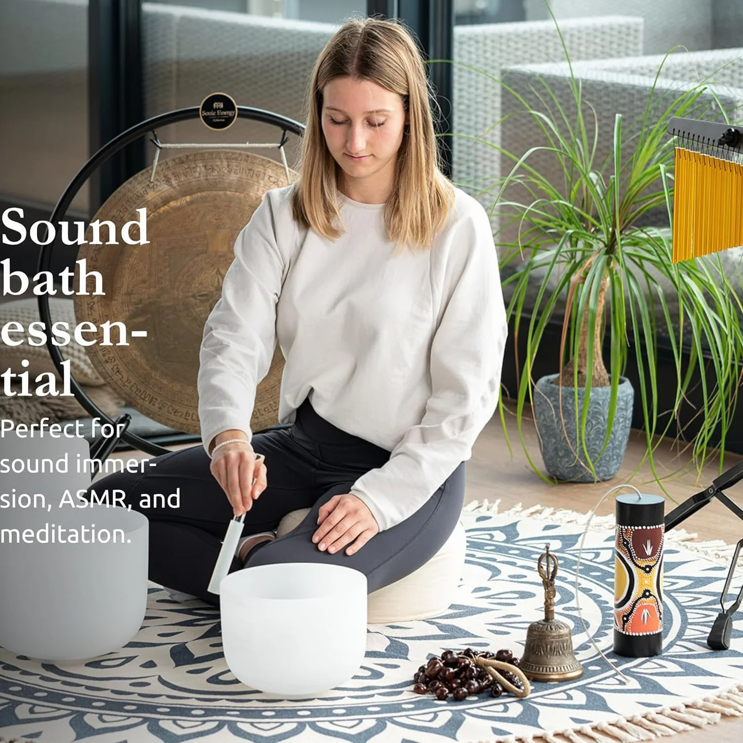 Sonic Energy Pala Nussschalen Shaker – Ca. 28 cm – Soundeffekt-Instrument für Therapie und Percussion – Mit Handgelenkband (SPRS)