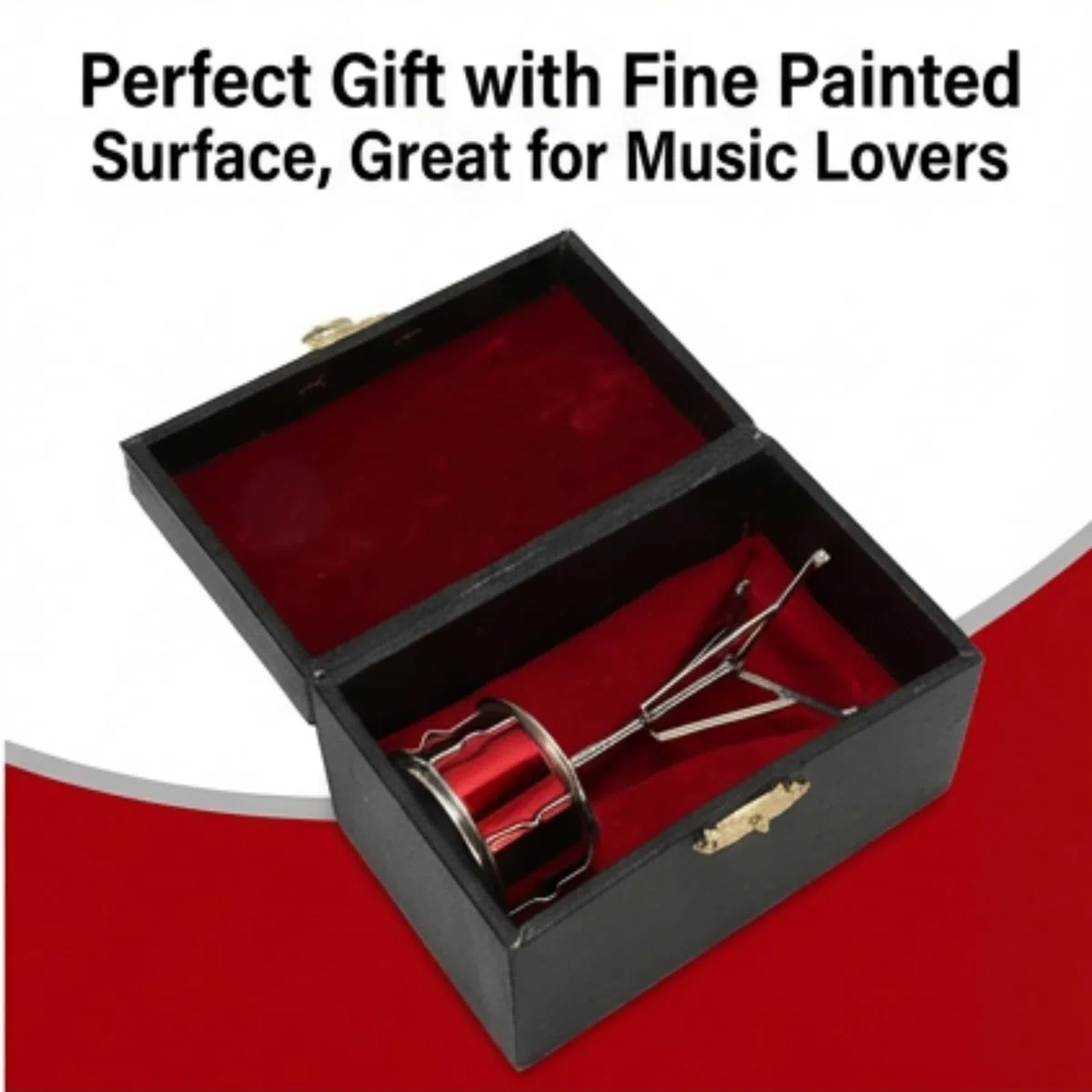 Pilipane Miniatur Snaredrums mit Kasten, Zartes und Realistisches Aussehen, Kleine Musikinstrumente aus Kupfer, Puppenhaus Musikinstrumente Modell für Bücherregal, Schreibtisch, Nachttisch