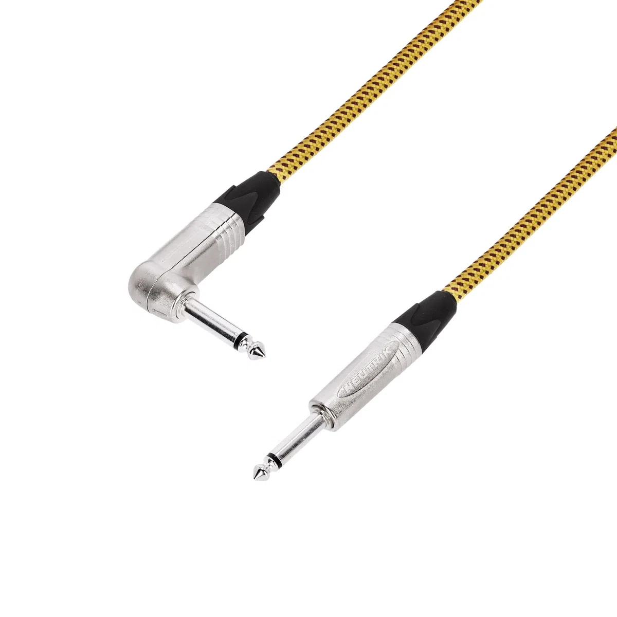 Adam Hall Cables 5 STAR IRP 0600 VINTAGE - Instrumentenkabel, NEUTRIK 6,3mm Winkelklinkenstecker auf 6,3mm Klinkenstecker, schwarz-gelb, 6m