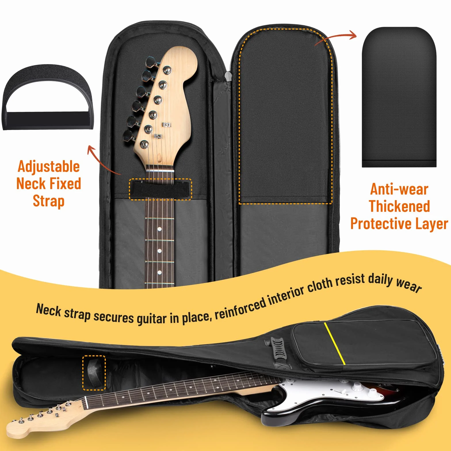 CAHAYA Elektrische Gitarrentasche - Premium Gepolstertes Gigbag - Mode Weicher Gitarrenkoffer Mit Notentasche