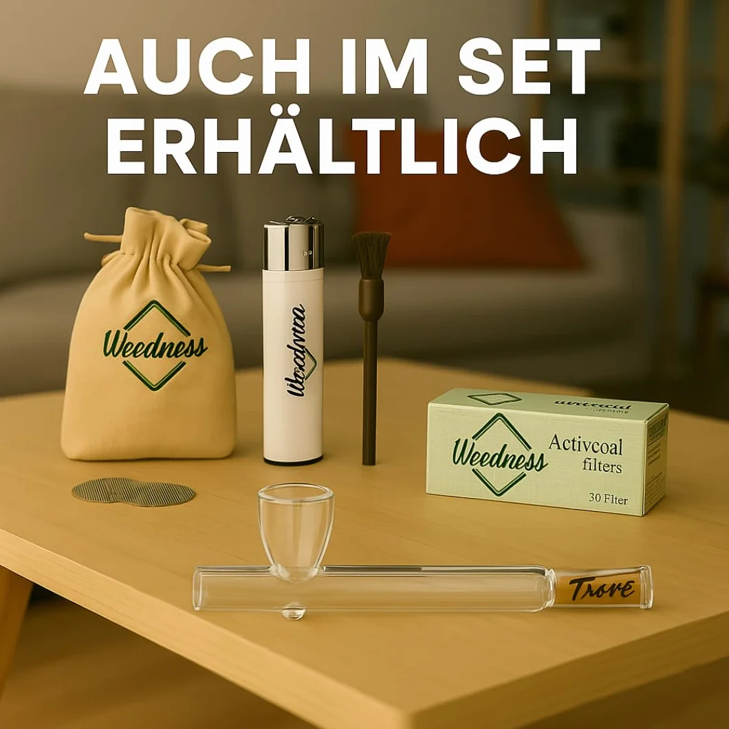Weedness Glas-Pfeife für Aktivkohlefilter 14 cm – Tabakpfeife Schraubpfeife Smoking Pipe für Unterwegs Purpfeife Kleine Edle Pfeifen