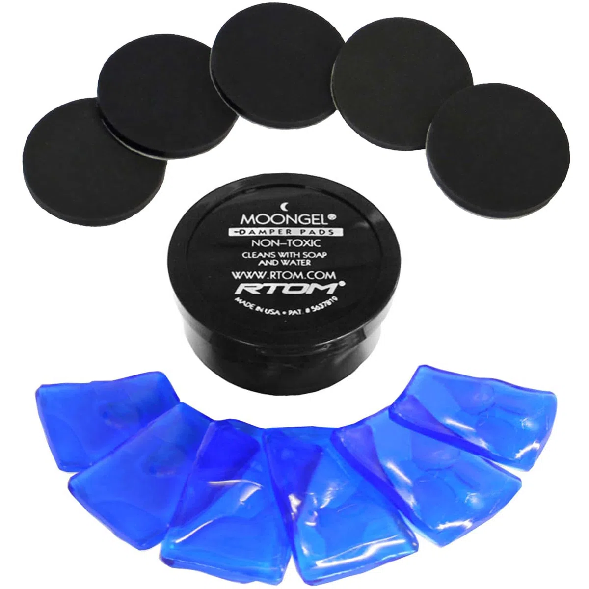 RTOM Moongel Blau 6 Stk Schlagzeug Dämpfer + keepdrum Damper Pads Schwarz