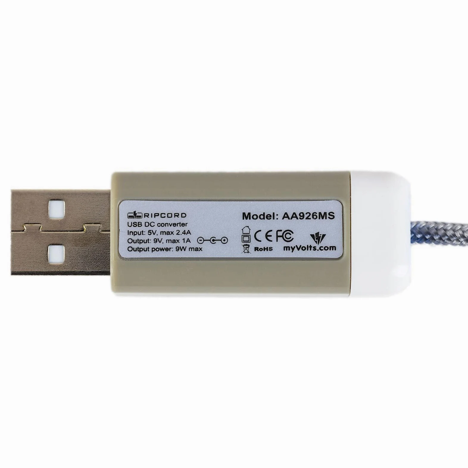 myVolts Ripcord-USB-Ladekabel mit 9V DC Ausgangsstecker kompatibel mit Saitek HGN 5001 Netzteil