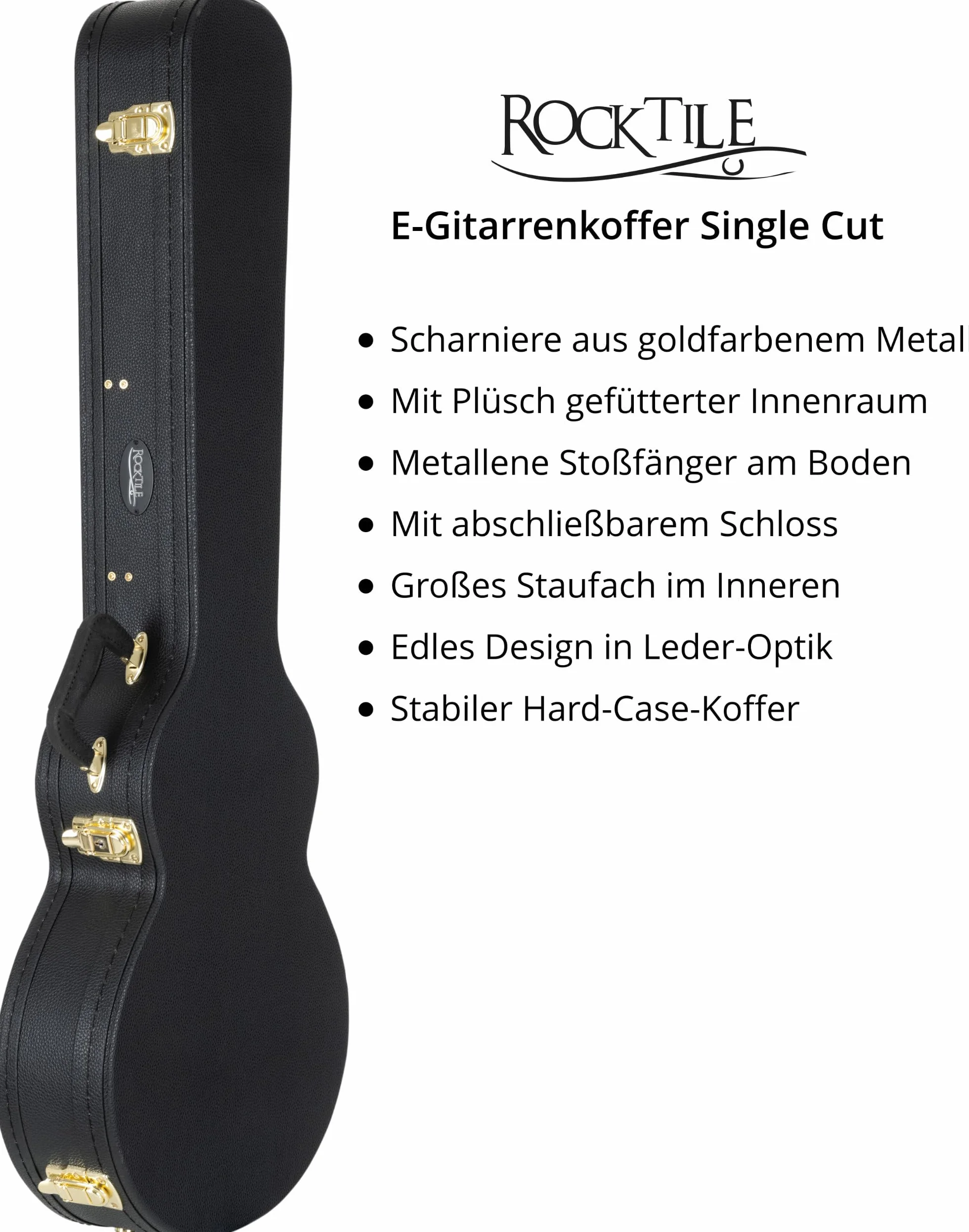 ROCKTILE E-Gitarrenkoffer Single Cut Style - Robuster Hartschalen-Formkoffer im klassischen Look