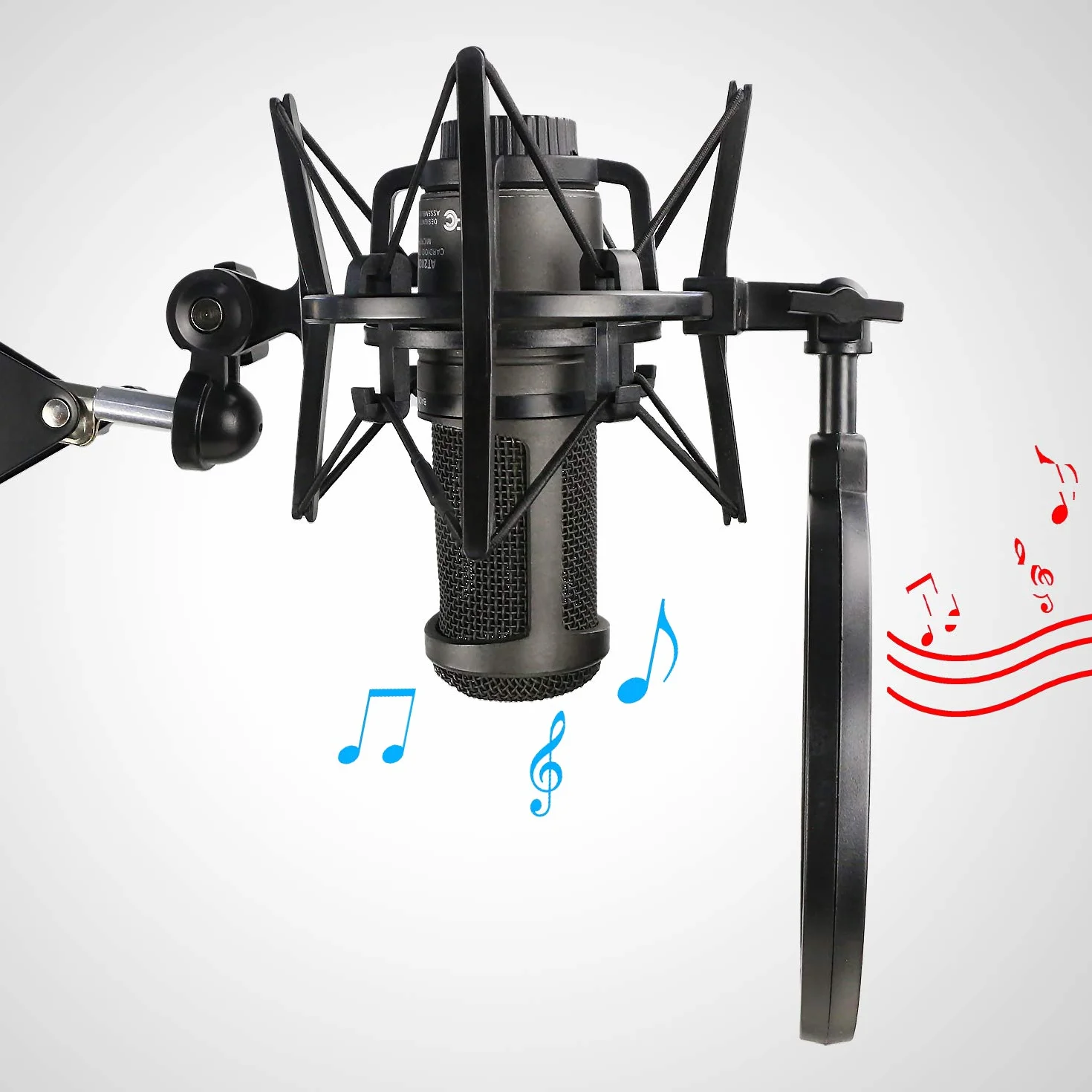 AT2020 Mikrofonspinne mit Popschutz, Windschutz und Shockmount zur Reduzierung von Vibrations für AT2020USB+ Condenser Mic von YOUSHARES