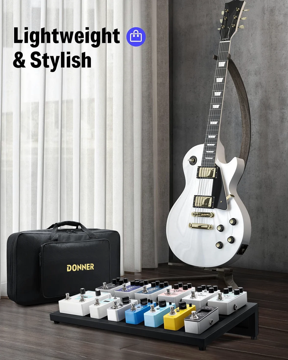 Donner Gitarre Pedal Board Case Aluminium Pedalboard mit Tasche, Gitarren Effektboard, 500 * 290 * 100mm, (DB-3)