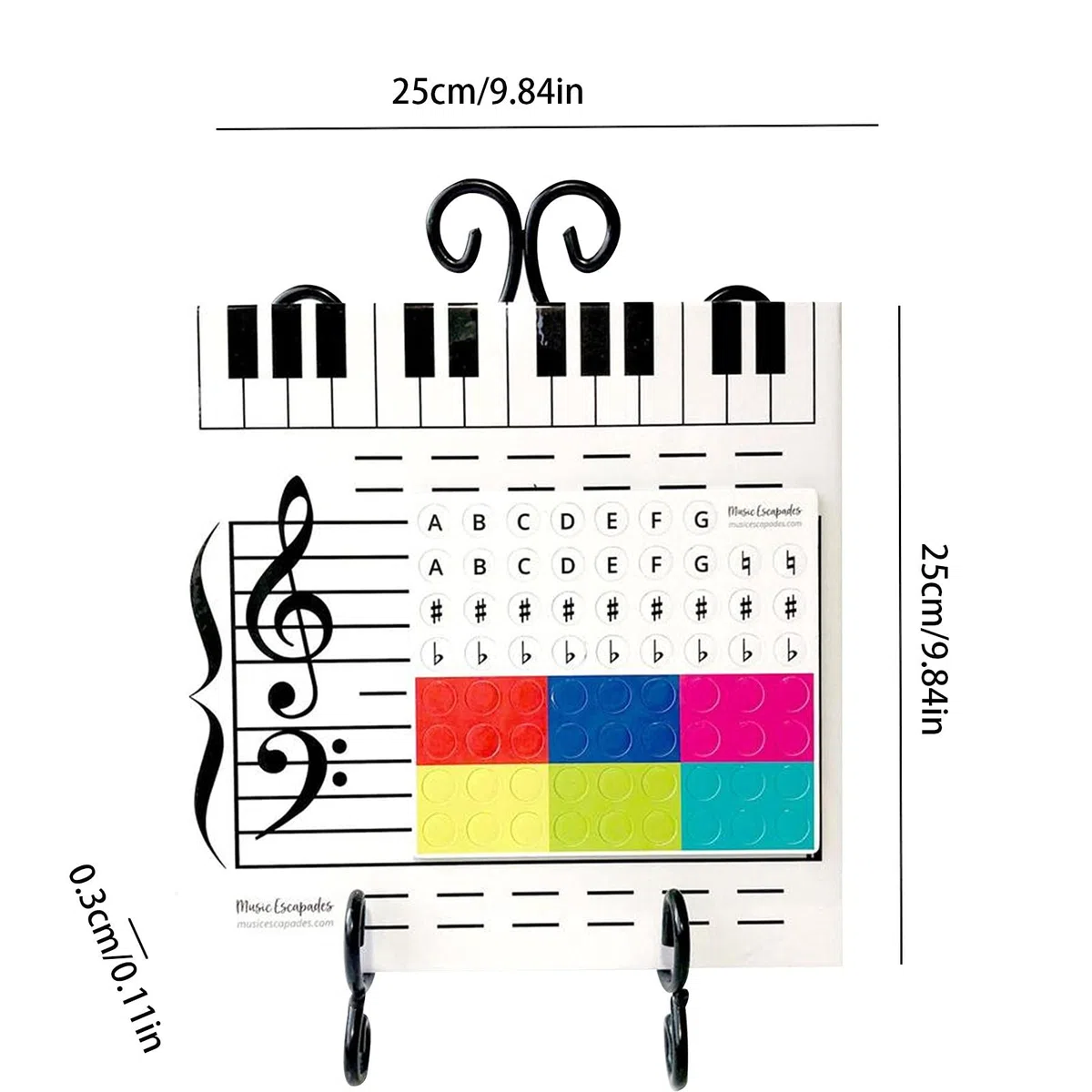 SWNY Music Staff Magnetisch, trocken abwischbar Music Staff Lap Whiteboard, löschbare Tafel, Flexibles und langlebiges Whiteboard, 9,84 x 9,84 Zoll