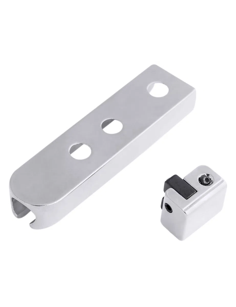 Holmer Bassgitarre Steg Einzelne Bassbrücke Saitenhalter Single String Bass Bridge für 4 Saiten Bass Gitarre Heavy Duty Zink Sattel (Chrom)