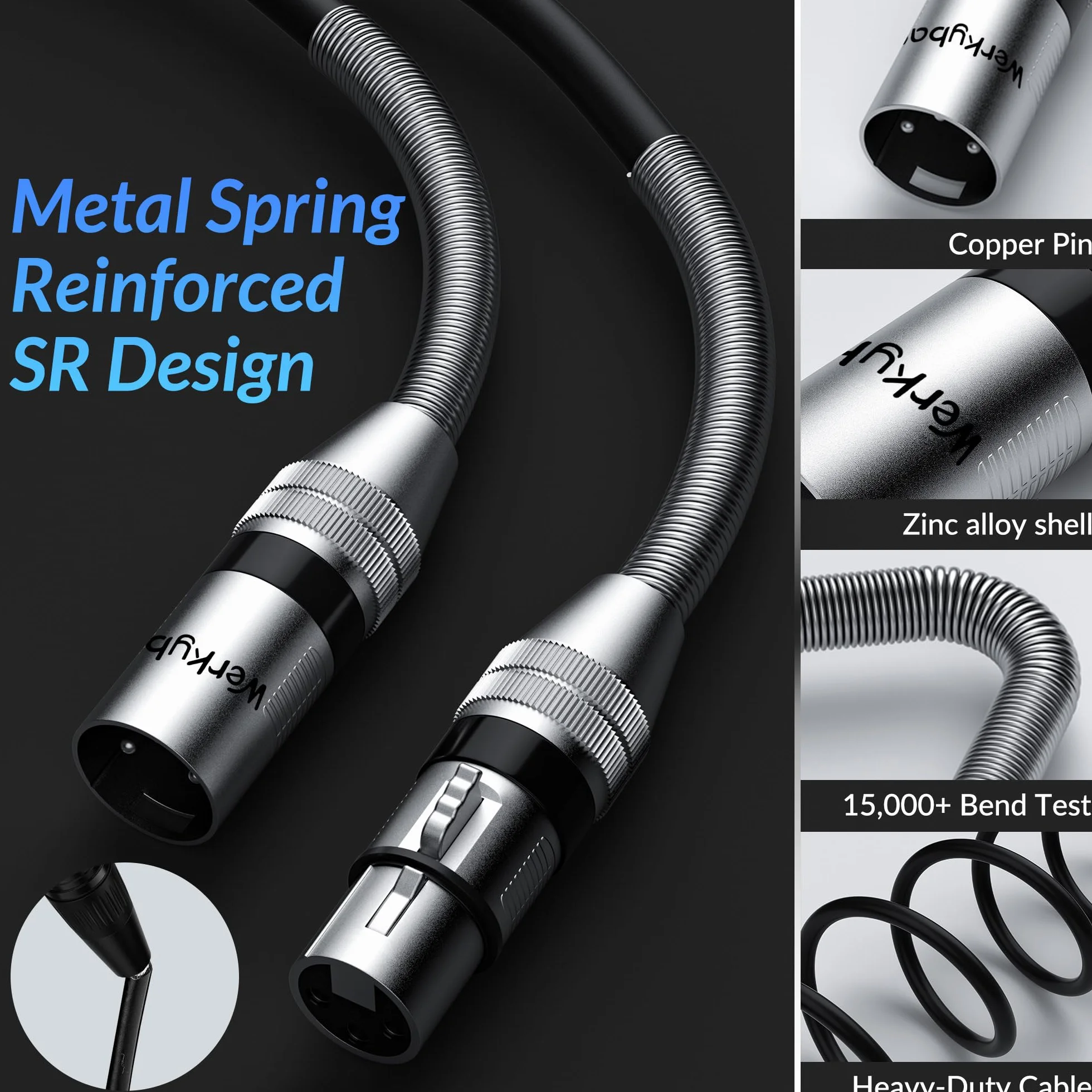 3-polig XLR Kabel 1.5m (4 Stück)，Stecker auf Buchse XLR Adapter, SR-Struktur Symmetrisch Mikrofonkabel für Mikrofon, Podcast, Bühne,Studio, Lautsprecher, Mixer, Verstärker usw.