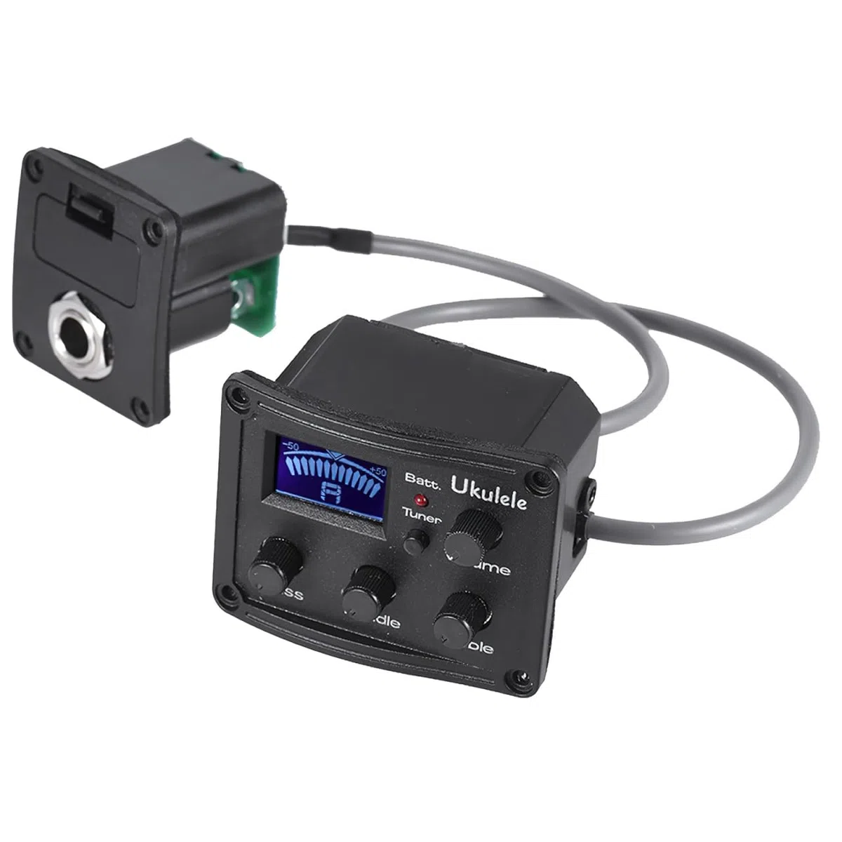 Kisangel Ukulele Piezo Tonabnehmer mit Band-EQ Equalizer & LCD-Display Tuner - Präzise Stimmung für Lauträume, Batteriestandsanzeige & Digitales Tuning