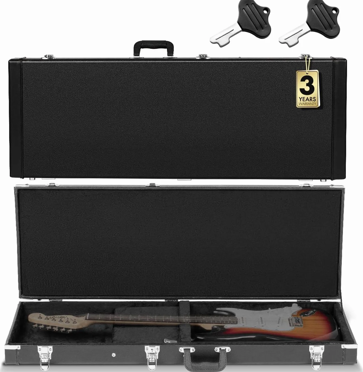 CAHAYA E-gitarrenkoffer Hartschalenkoffer für E-Gitarren Tragbarer Quadratischer Gitarrenkoffer Hardshell Schwarz CY0209