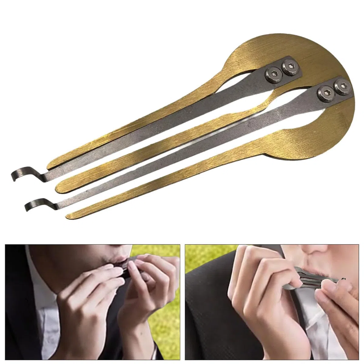 Amagogo Russische Maultrommel, Jägerharf, Tragbare Maultrommel, Kreatives, Tragbares und zu Spielendes Ethnisches Volksmusikinstrument für Anfänger, Erwachsene, Gold