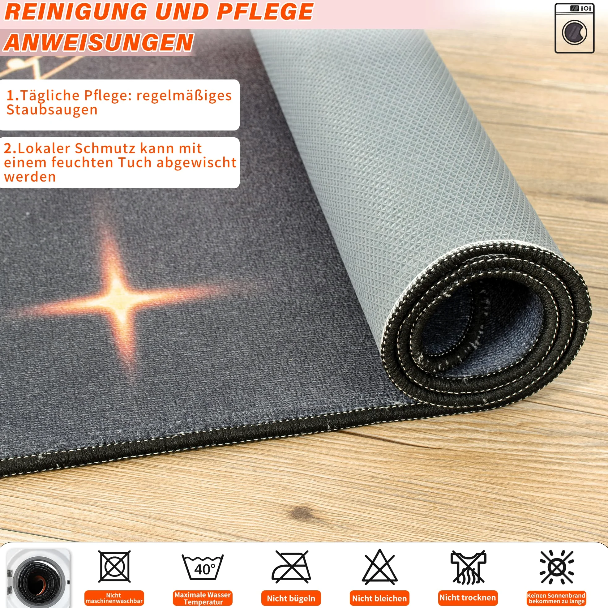 OUUTMEE Schlagzeugteppich Drum Teppich Musiksymbolmuster 152x122cm | Rutschfeste Trommelmatte, schalldämmende Unterlage, elektronisches Schlagzeug-Übungspad