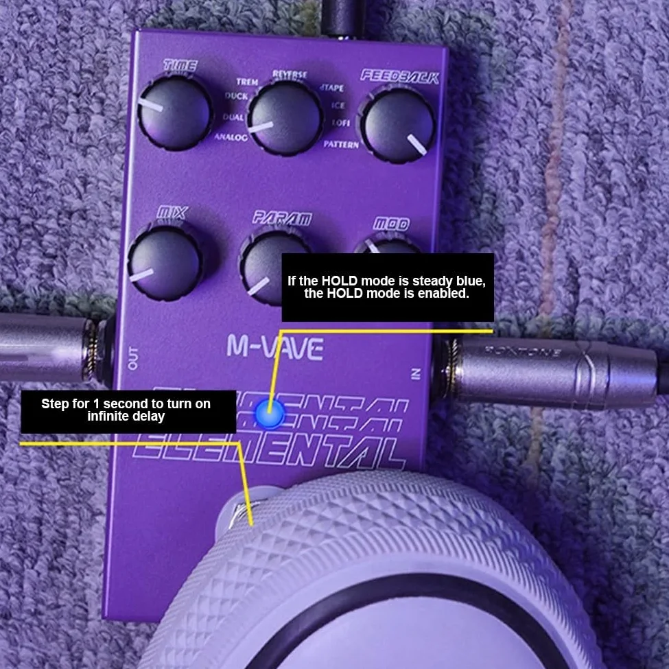 Delay and Reverb Gitarren-Bass-Effektpedal, digitales Delay-Pedal, Element-Pedal für M-vave 9 verschiedene Gitarreneffekt-Unterstützung für TAP