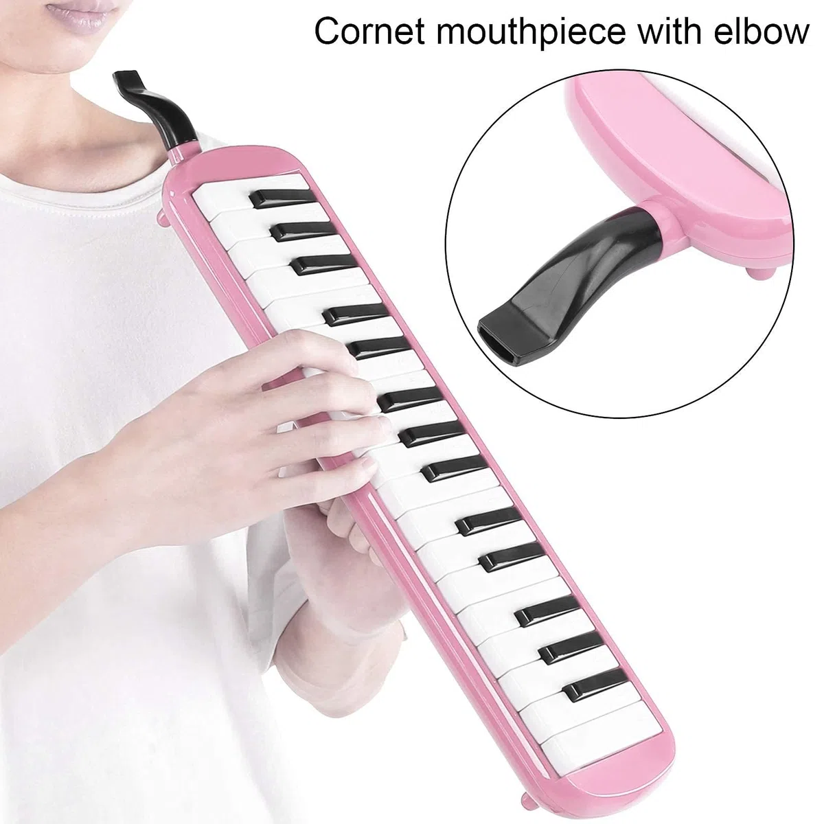 32 Tasten Melodica, 42,5x10,5cm/16,7x4,1 Zoll Professioneller ABS Mund Melodica Air Piano Mundharmonika Melodica Keyboard Orgel Melodica Instrument mit Tragetasche für Erwachsene Studenten Kinder