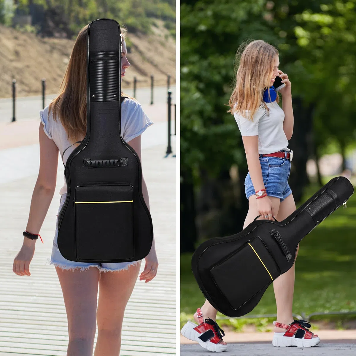Gitarrentasche Akustikgitarre Gig Bag 40 41 Zoll Gitarre Tasche Akustik wasserdichte Guitar Bag Backpack Case 6mm Gepolsterte Gitarrenhülle Gitarre Rucksack Akustikgitarren-Taschen
