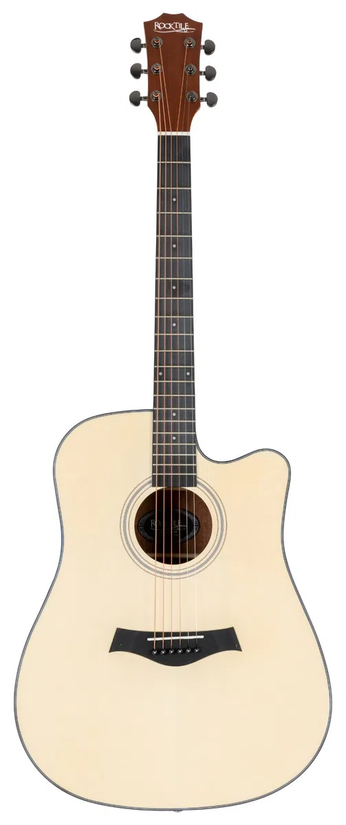 Rocktile WSD-101C NT Westerngitarre - Korpusform: Dreadnought mit Cutaway - Decke: Fichte - Boden & Zarge: Sapele - Hals: Okoume - Offenporiges Finish in Natur