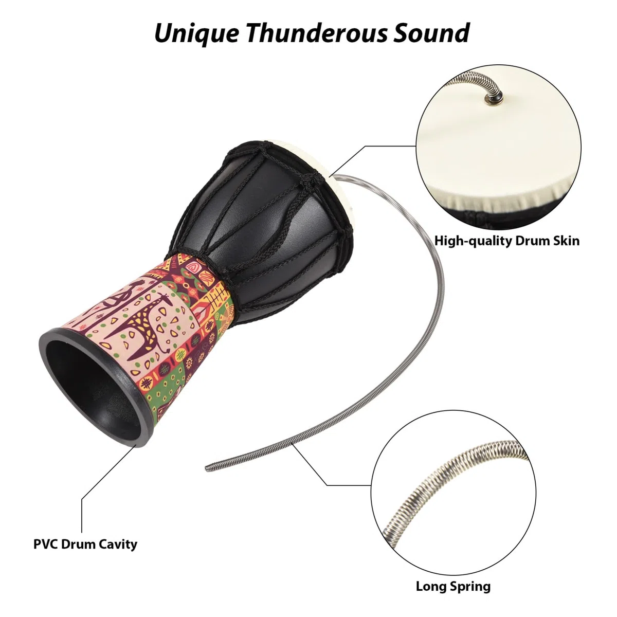 4 Zoll Thunder Drum Spring Drum Percussion Instrument für Große Versammlungen Sportveranstaltungen Feierlichkeiten (Tippe A)