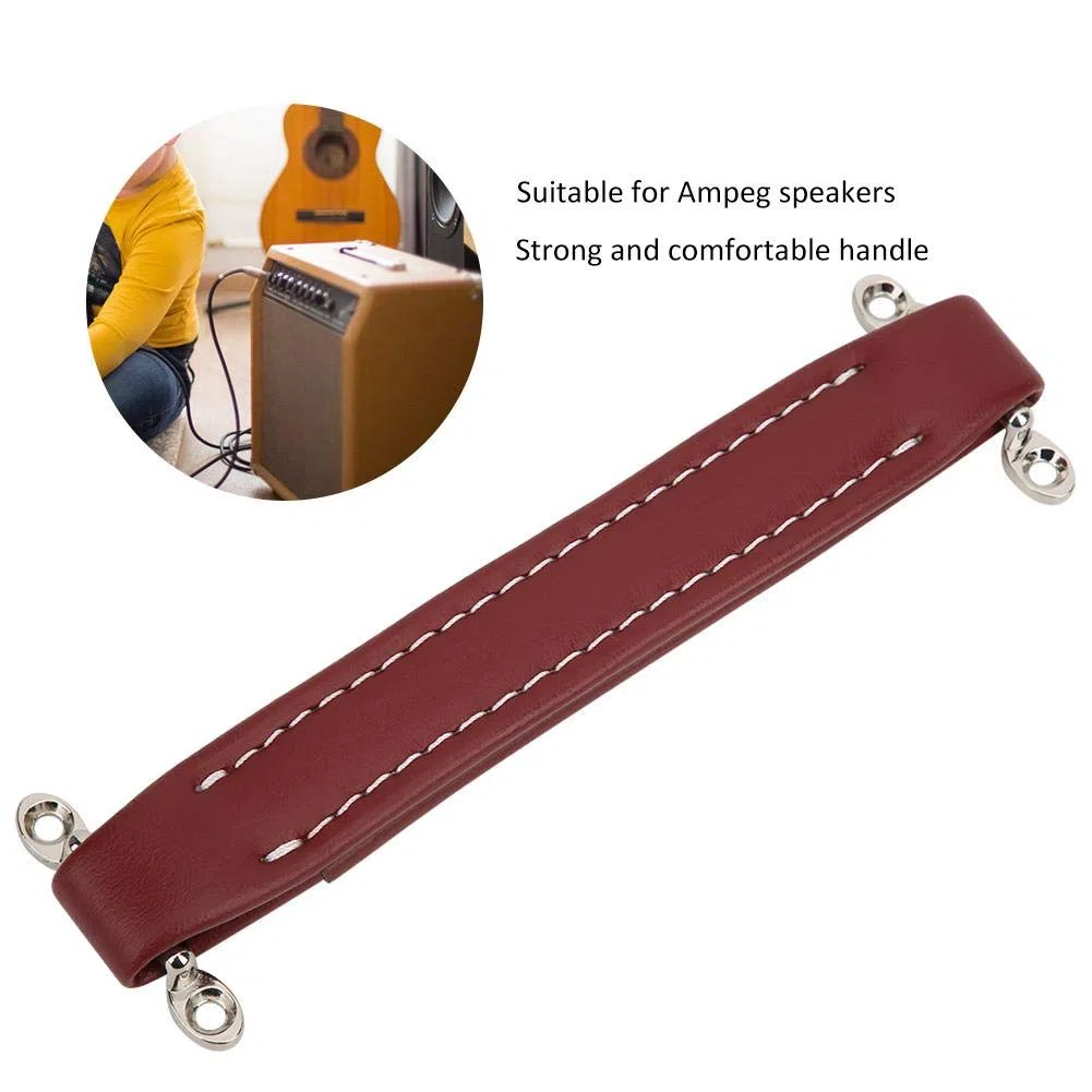 VBESTLIFE PU-Lederverstärkergriff, grob strukturierter geprägter Gitarrenlautsprechergriff für Gitarrenverstärker Audiogeräte (bräunlich rot, 6,35 mm Klinke, 85g, 210 x 61 mm/8,3 x 2,4 Zoll)