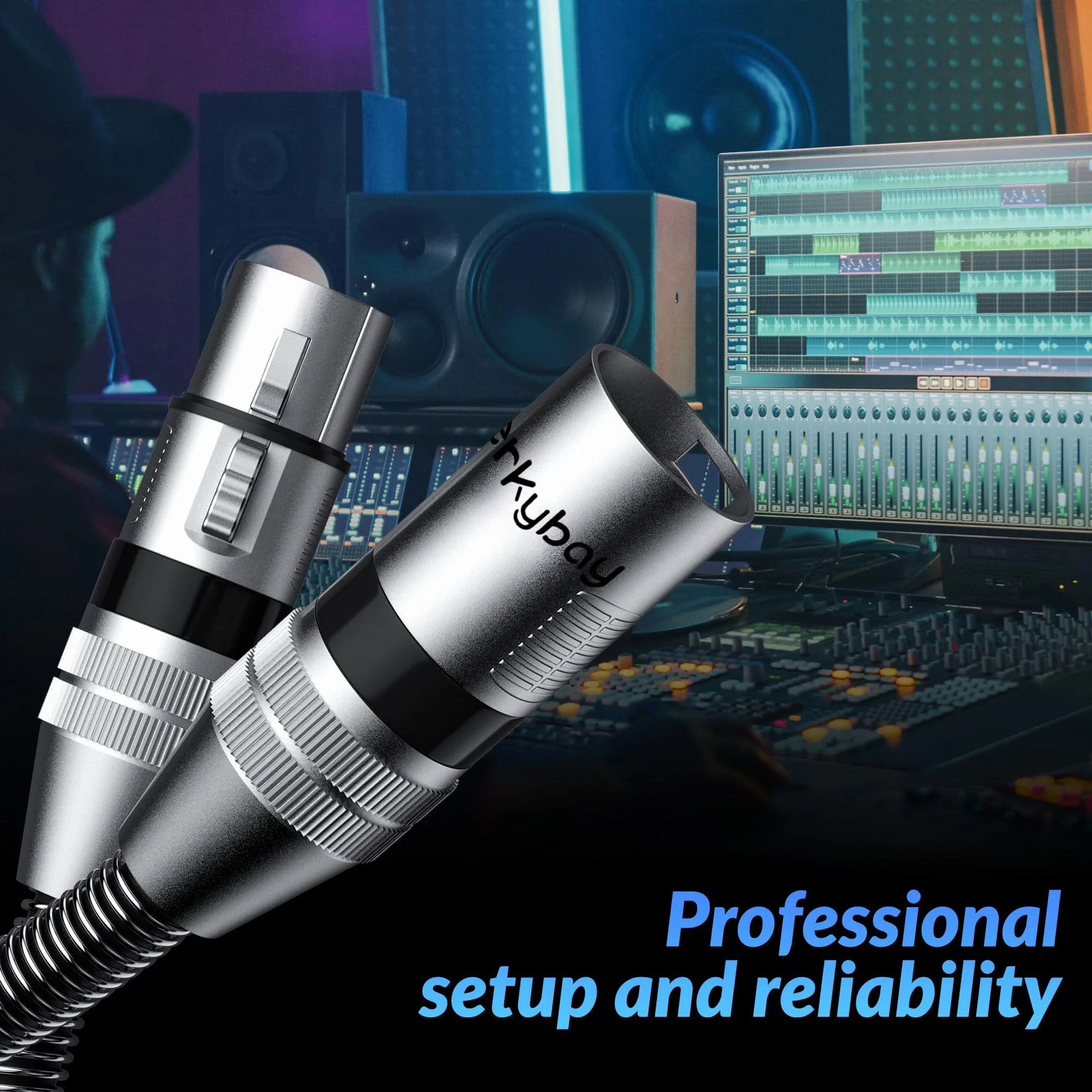 3-polig XLR Kabel 1.5m (4 Stück)，Stecker auf Buchse XLR Adapter, SR-Struktur Symmetrisch Mikrofonkabel für Mikrofon, Podcast, Bühne,Studio, Lautsprecher, Mixer, Verstärker usw.