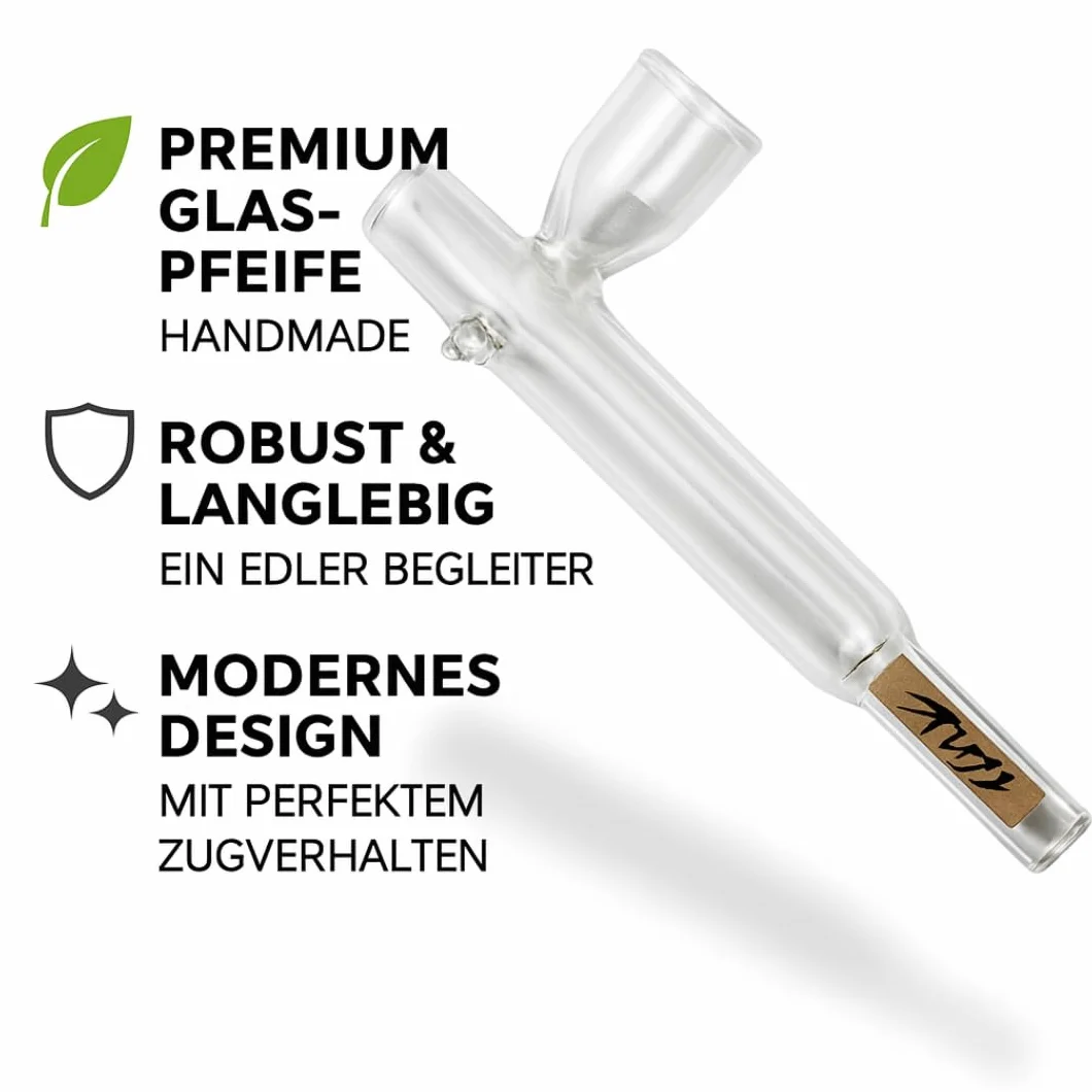 Weedness Glas-Pfeife für Aktivkohlefilter 14 cm – Tabakpfeife Schraubpfeife Smoking Pipe für Unterwegs Purpfeife Kleine Edle Pfeifen