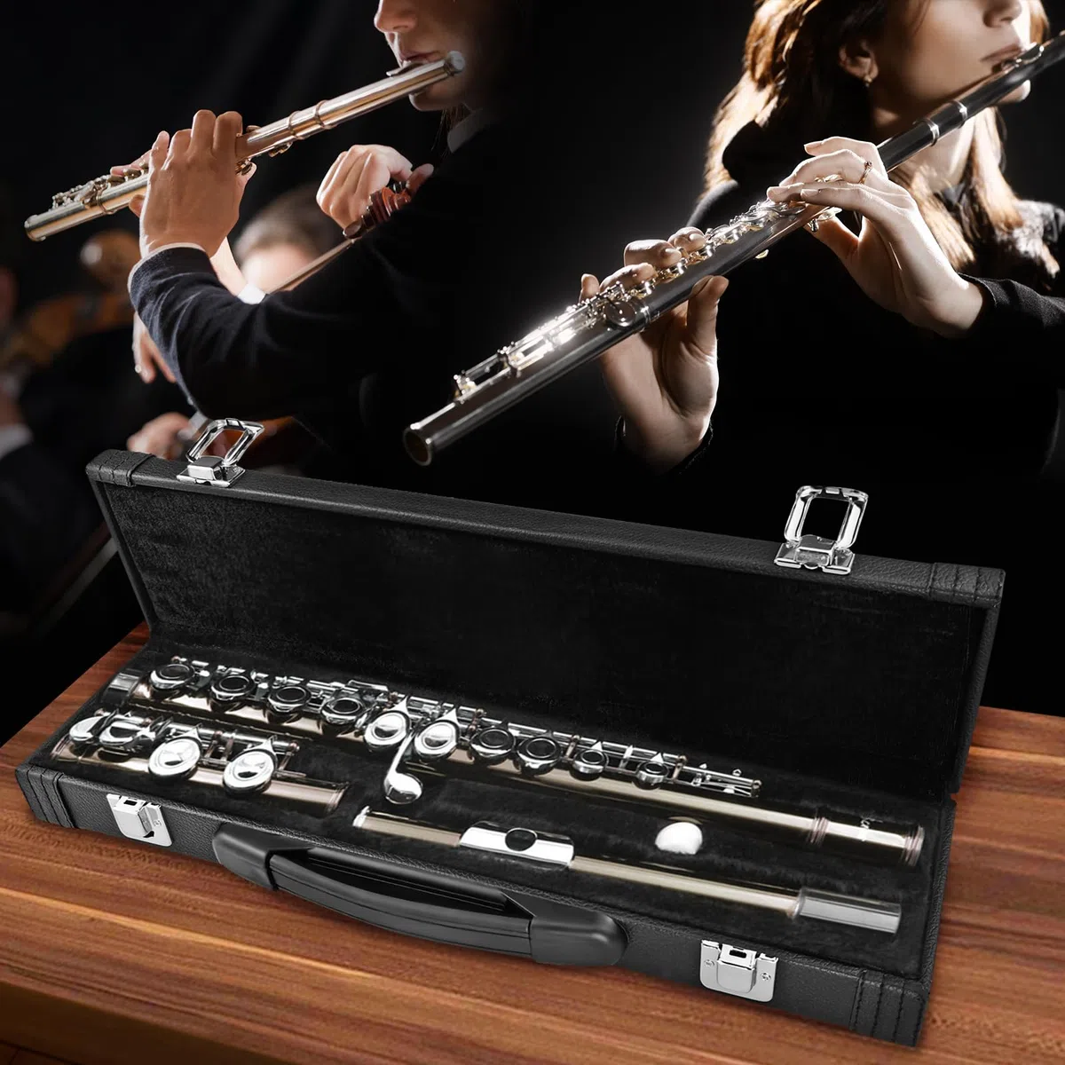 Flötenkoffer Querflöte, Flötentasche Tasche für Querflöte Gigbag Konzertflöte, Flöte Hard Case Aufbewahrung von Piccolo mit Verriegelungsriegel für Flötenspieler Musikergeschenk