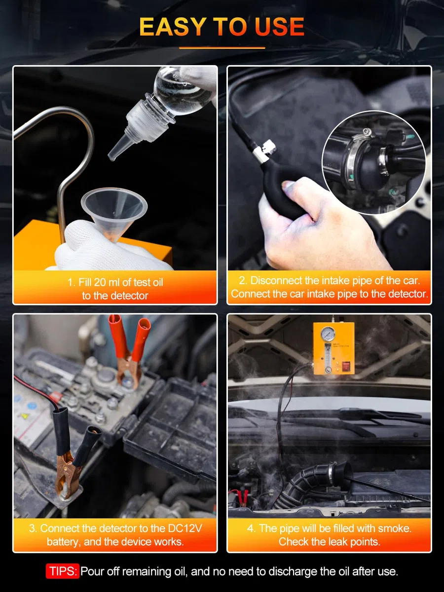 GODIAG SL300 Pro KFZ-Rauchprüfgerät mit Manometer & Durchflussmesser Gelb | 12V SL300 PRO Rauchprüfgerät mit regelbarem Durchflussmesser: Findet präzise & sicher Vakuum- & EVAP-Lecks am Auto.