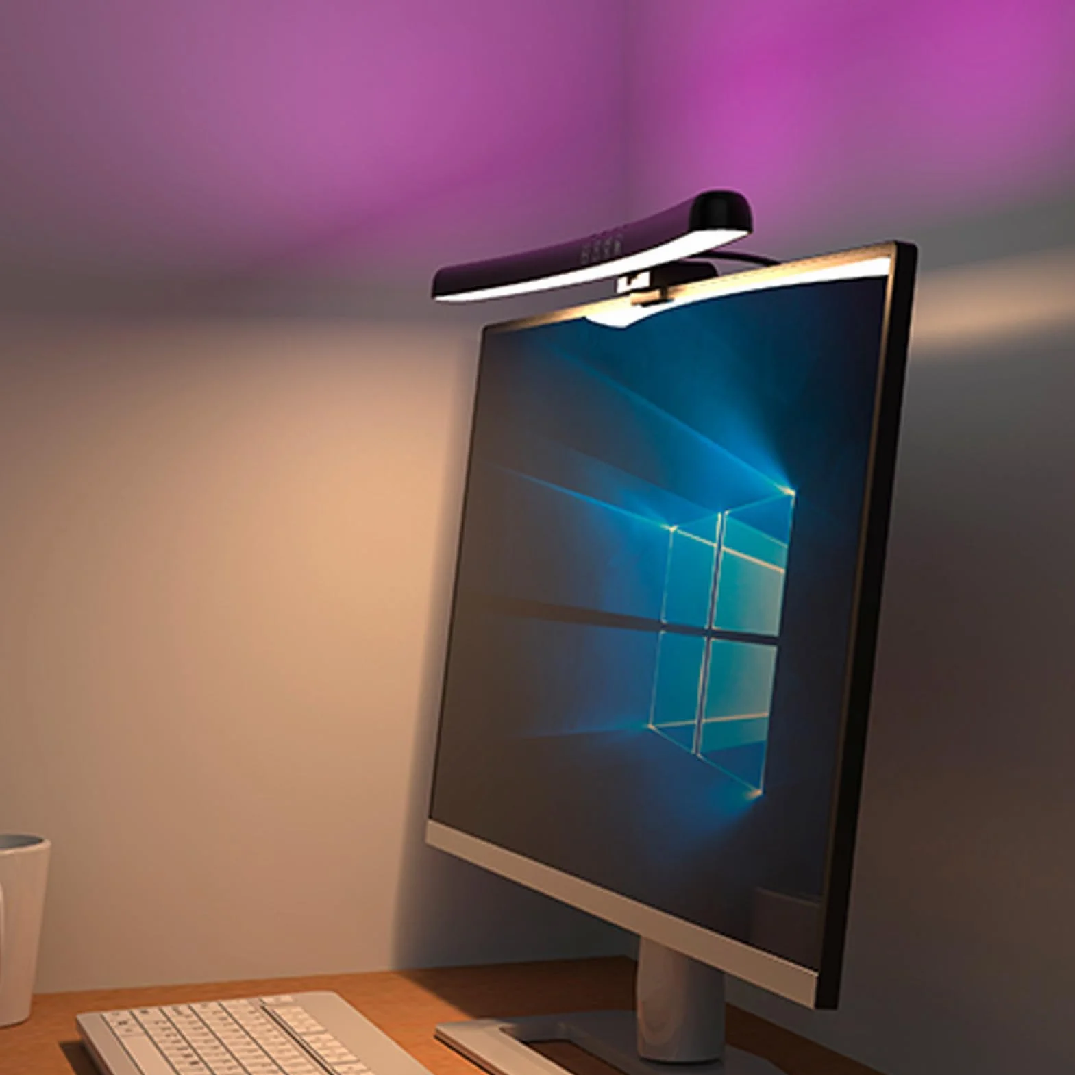 Denash Gebogene -Lichtleiste, Touch-Steuerung, Plug and Play, stufenloses Dimmen, Computer-Bildschirmlicht für Büro