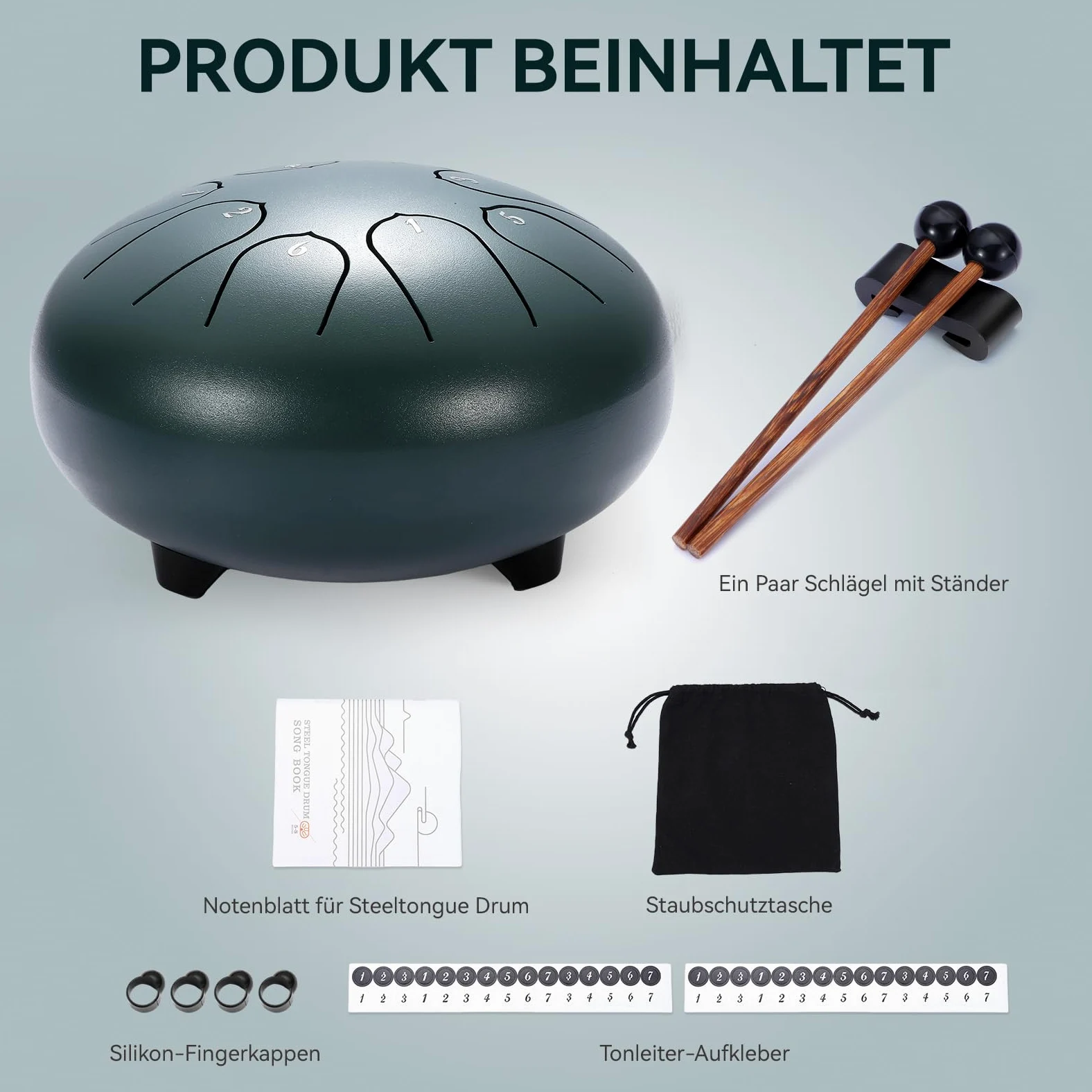 Zungentrommel 6 Zoll,Regentrommel für den Garten,Handpan Instrument Stahlzungentrommel,6'' 8 Noten musikinstrumente für Klangheilung Meditation Yoga