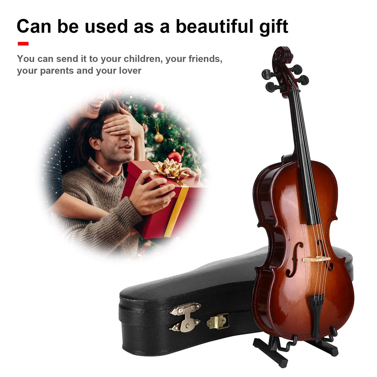 Mini-Cello-Modell, Ornament, Holz-Cello Mit Bogenständer, Koffer, Bass, Musikinstrument, Sammlerstück, Geschenk Für Freunde, Kinder