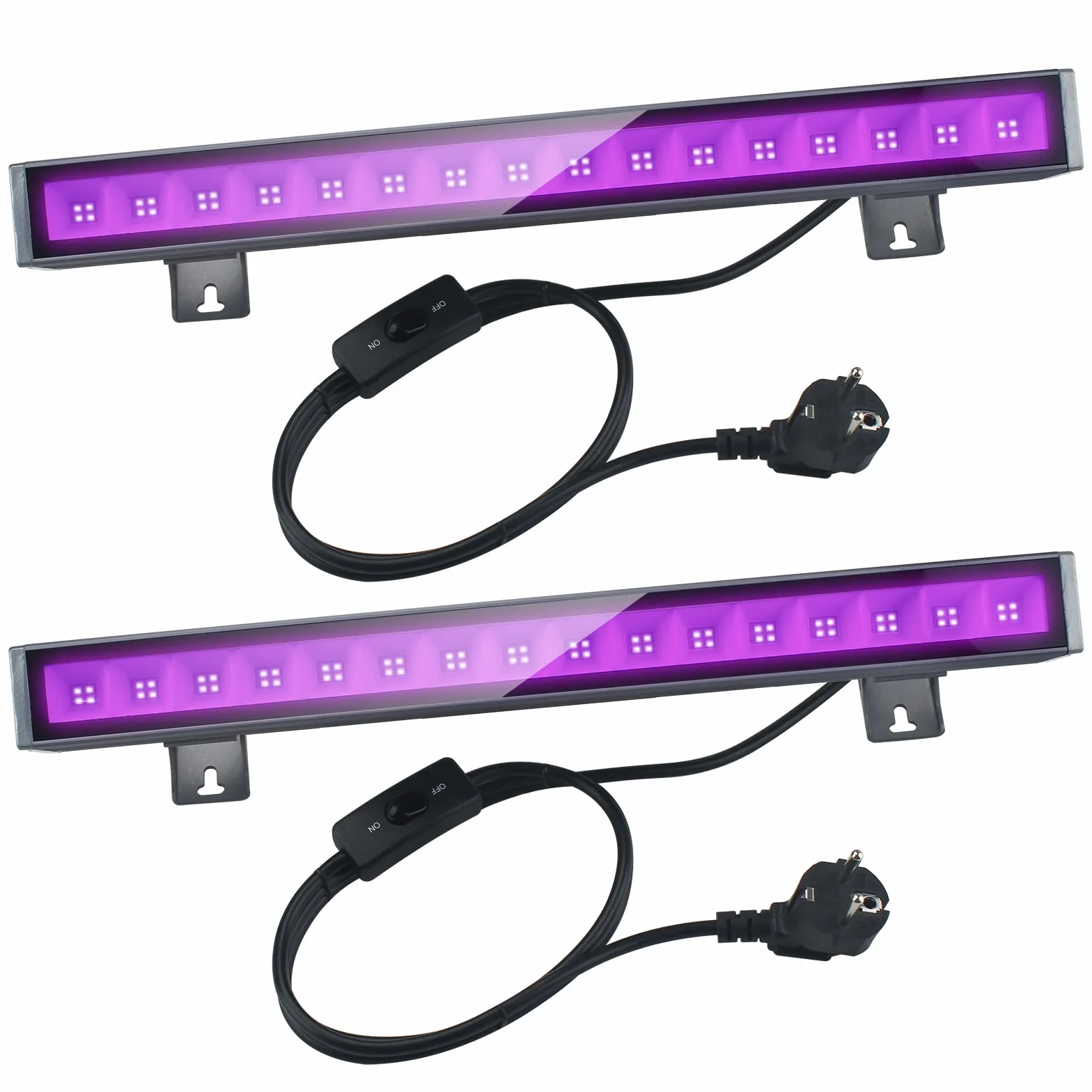 UV Schwarzlicht, 2 Stück 30W LED Schwarzlichtlampe Strahler mit Schalter,IP66 Wasserdicht UV Licht mit EU-Stecker für Glow Party, Bühnenkoration, Neon Party,Black Light Party,Disco,Halloween