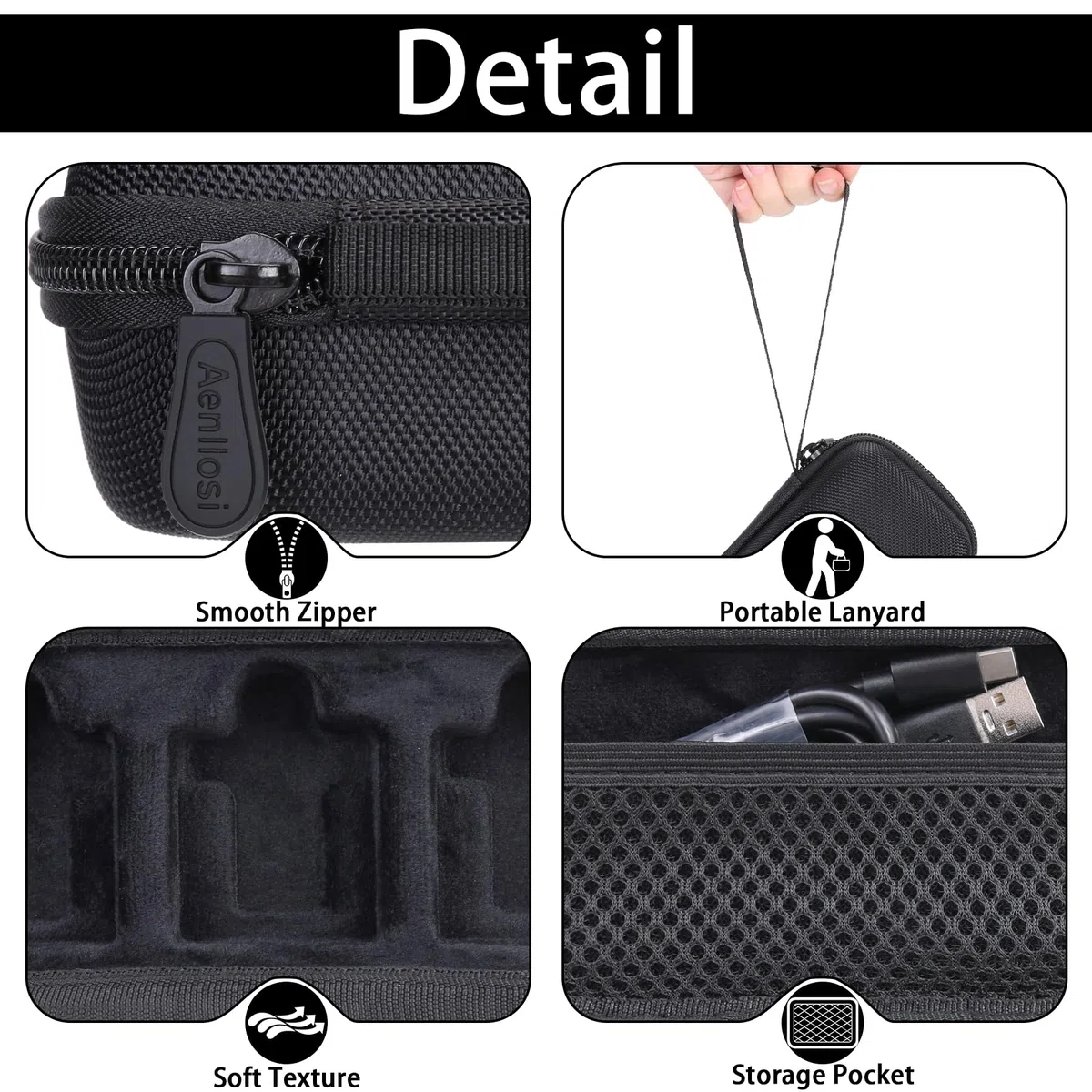 Aenllosi für RØDE Rode Wireless ME/GO gen 3 /GO gen 2 Hartschalen-Tragetasche, Schwarz, nur Tasche