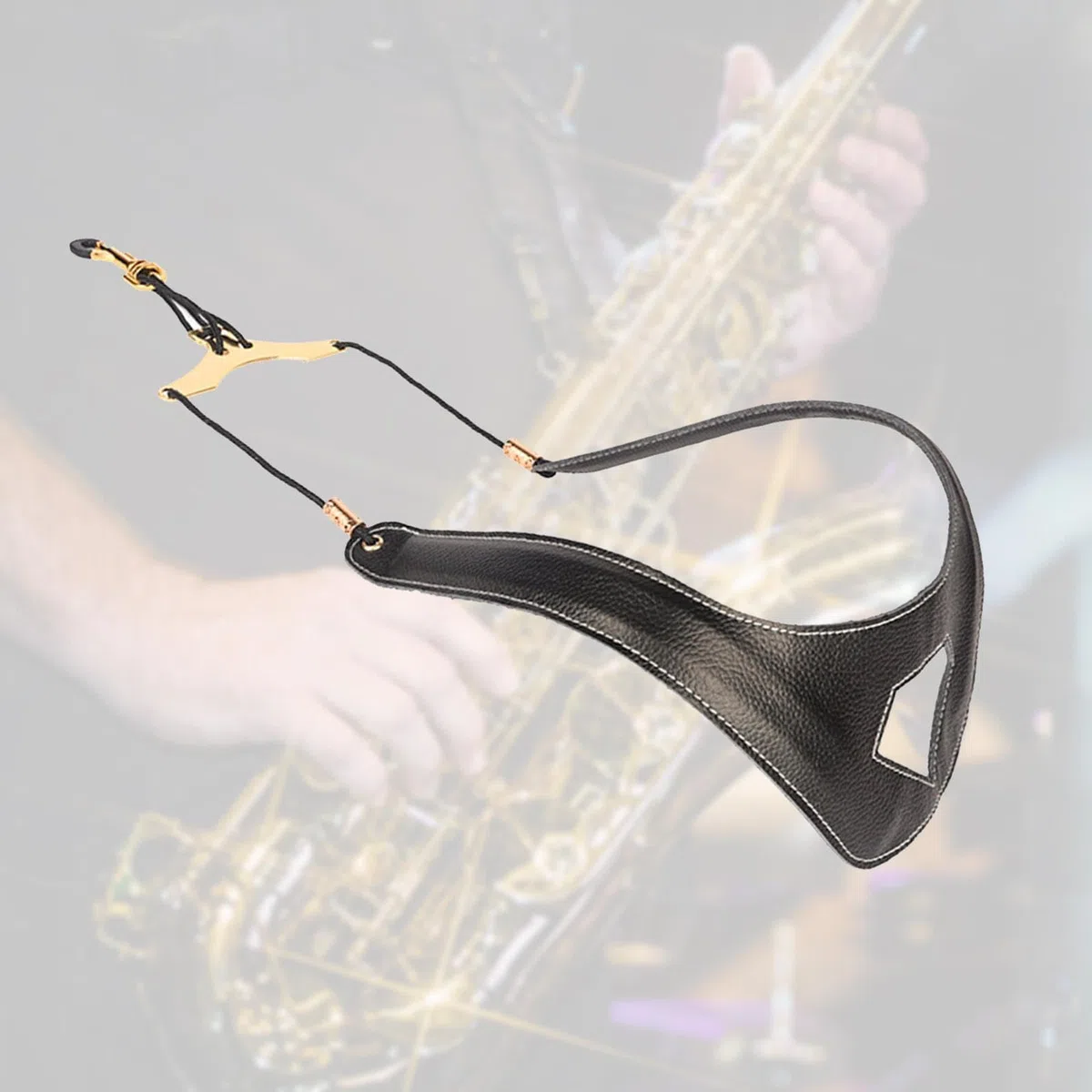 kowaku Saxophon-Schultergurt, Saxophon-Gurt, Saxophon-Schultergurt, Saxophon-Gurt für Saxophon, Tenor, Sopran, Alt, Geschenke für Musikliebhaber, Schwarz