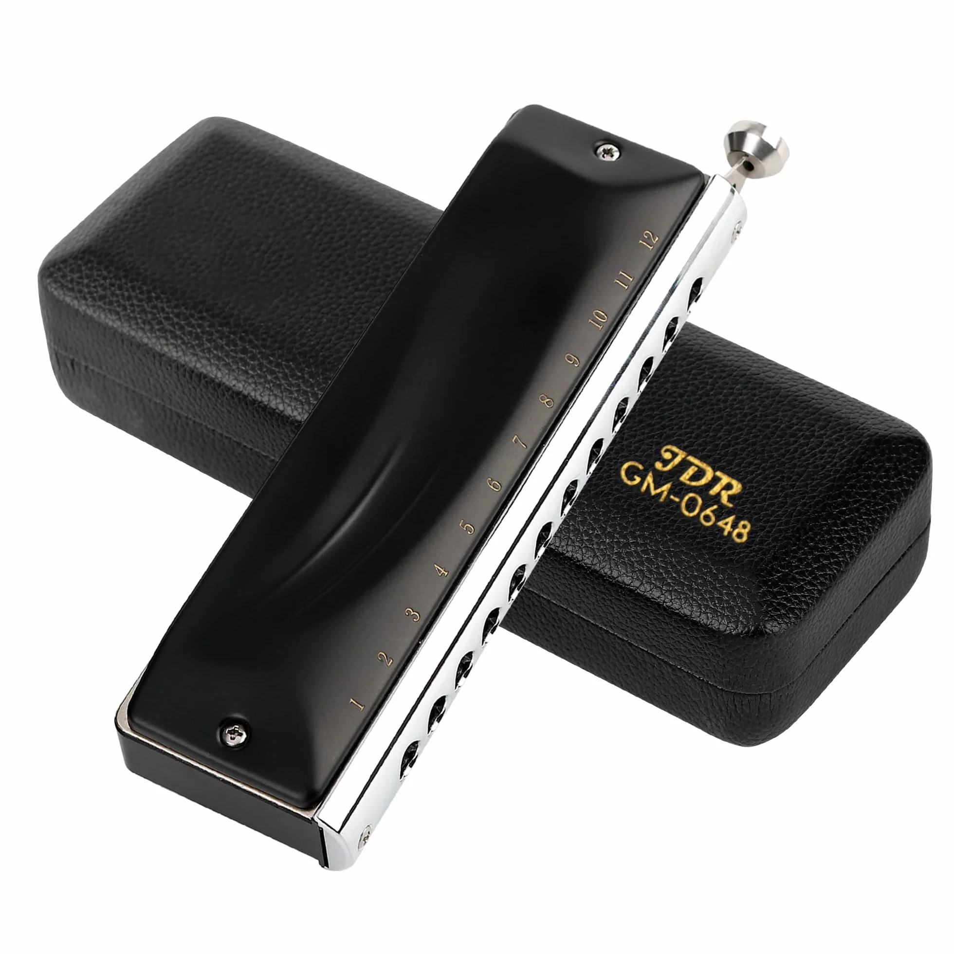 JDR Chromatische Mundharmonika C Key 12-Loch 48 Töne Chromatische Mundharmonika Key of C für Kinder Anfänger Erwachsene Profi Spieler Eltern | GM0648