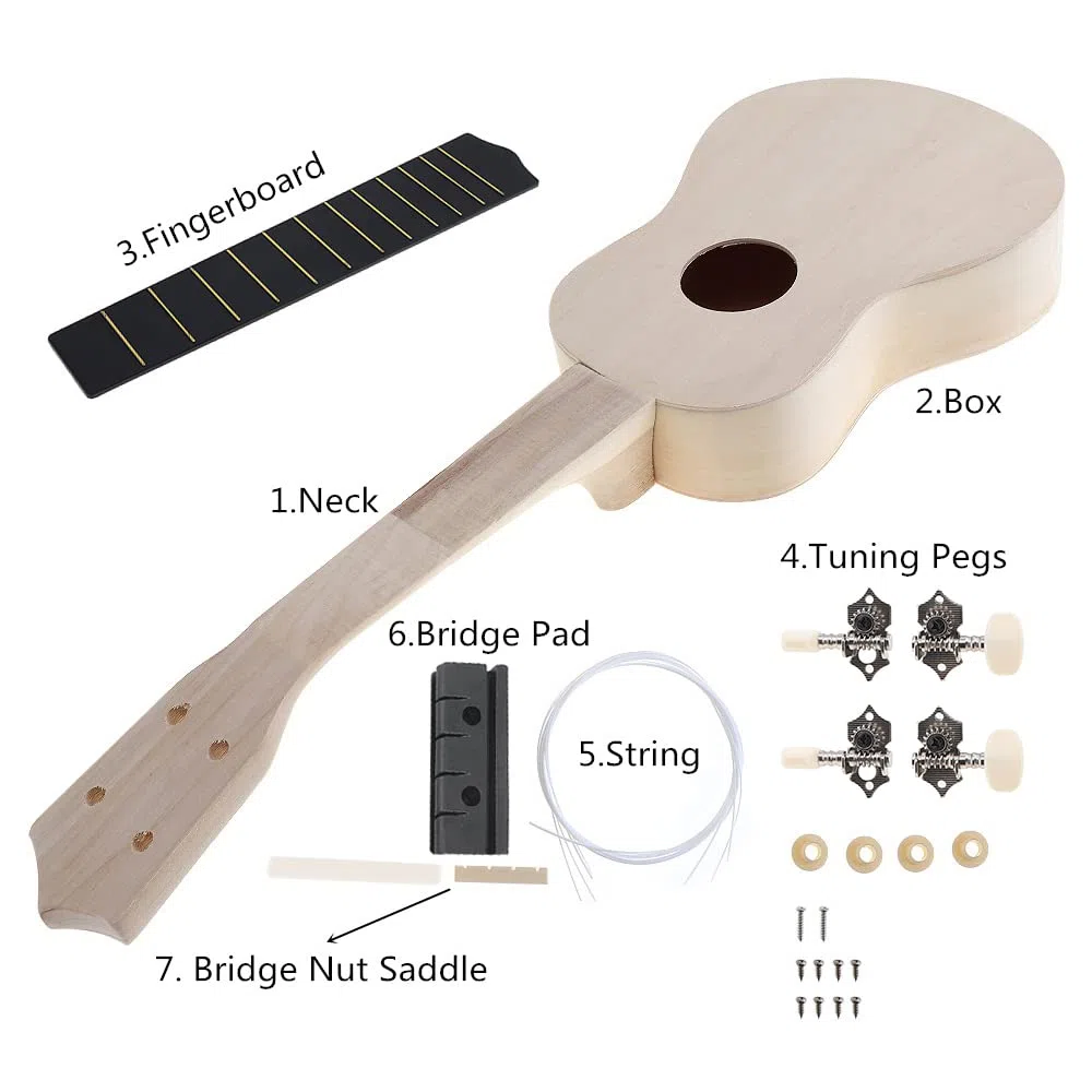 DIY Ukulele Kit - Machen Sie Ihre Eigene Sopran Hawaii Gitarre - Handarbeit Set Mit Installationswerkzeugen für Kinder