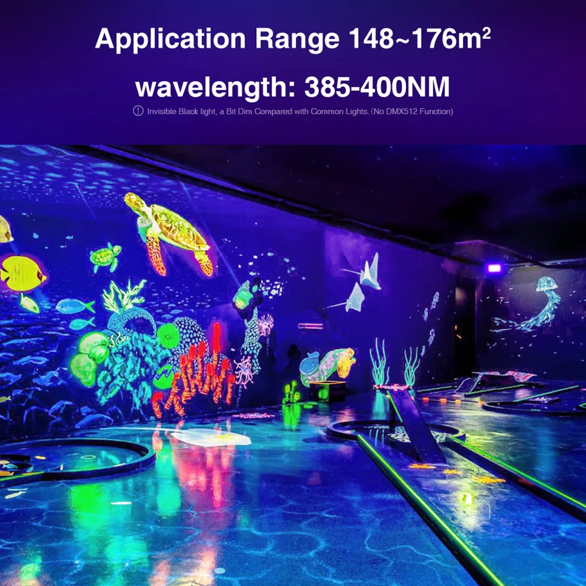 Onforu 100W LED Schwarzlicht Strahler, UV Fluter mit Stecker, IP66 Wasserdicht Schwarzlichtlampe, Fluoreszenz Blacklight mit Schalter, UV Scheinwerfer Partylicht für Bar, Neonfarben, Party Deko