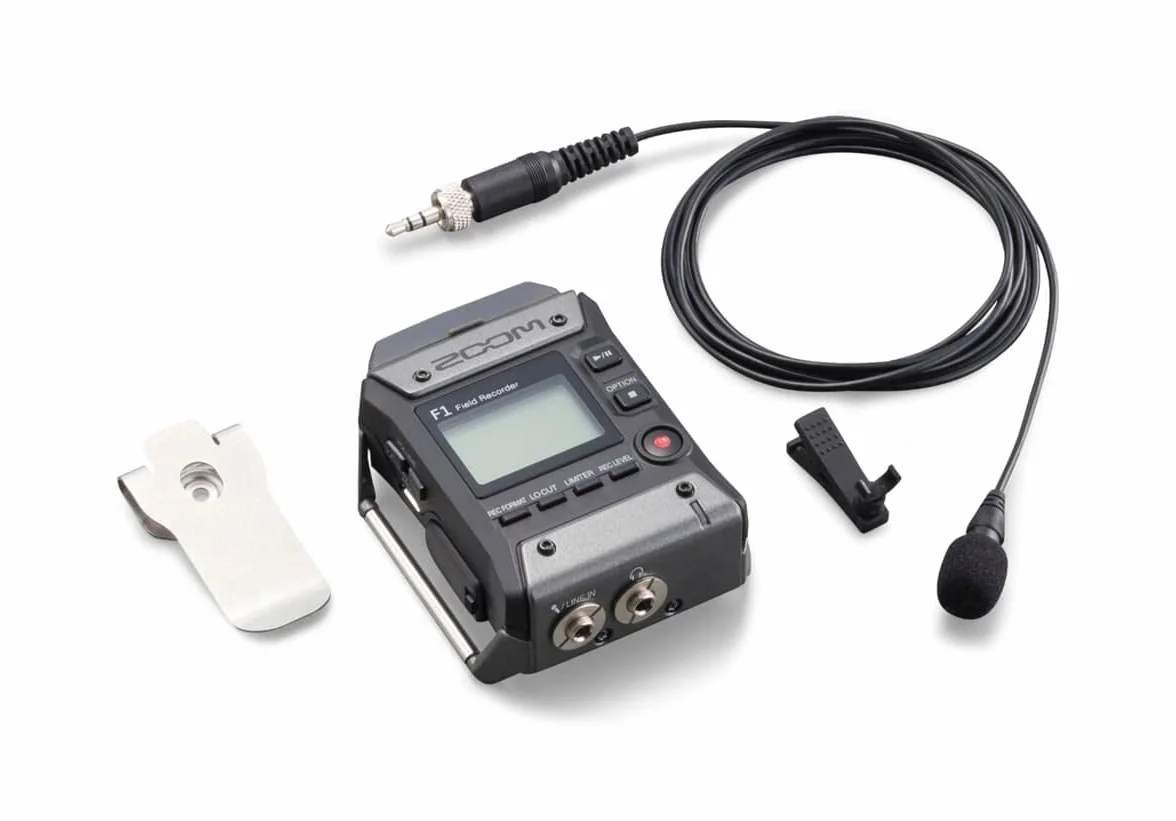 ZOOM F1-LP Field Recorder mit Lavaliermikrofon – Professioneller Audiorecorder für Film, Podcast & Interviews – EU-Version – Schwarz