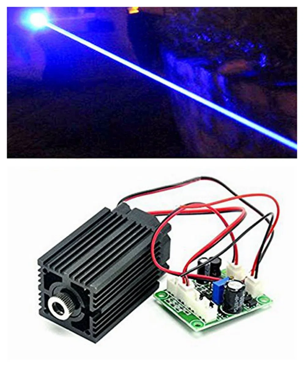 12V Industrie/Labor Laser 450nm 1000mW 1W blaues Diodenlaser-Punkt-Modul mit TTL & Adapter & Langzeitarbeit