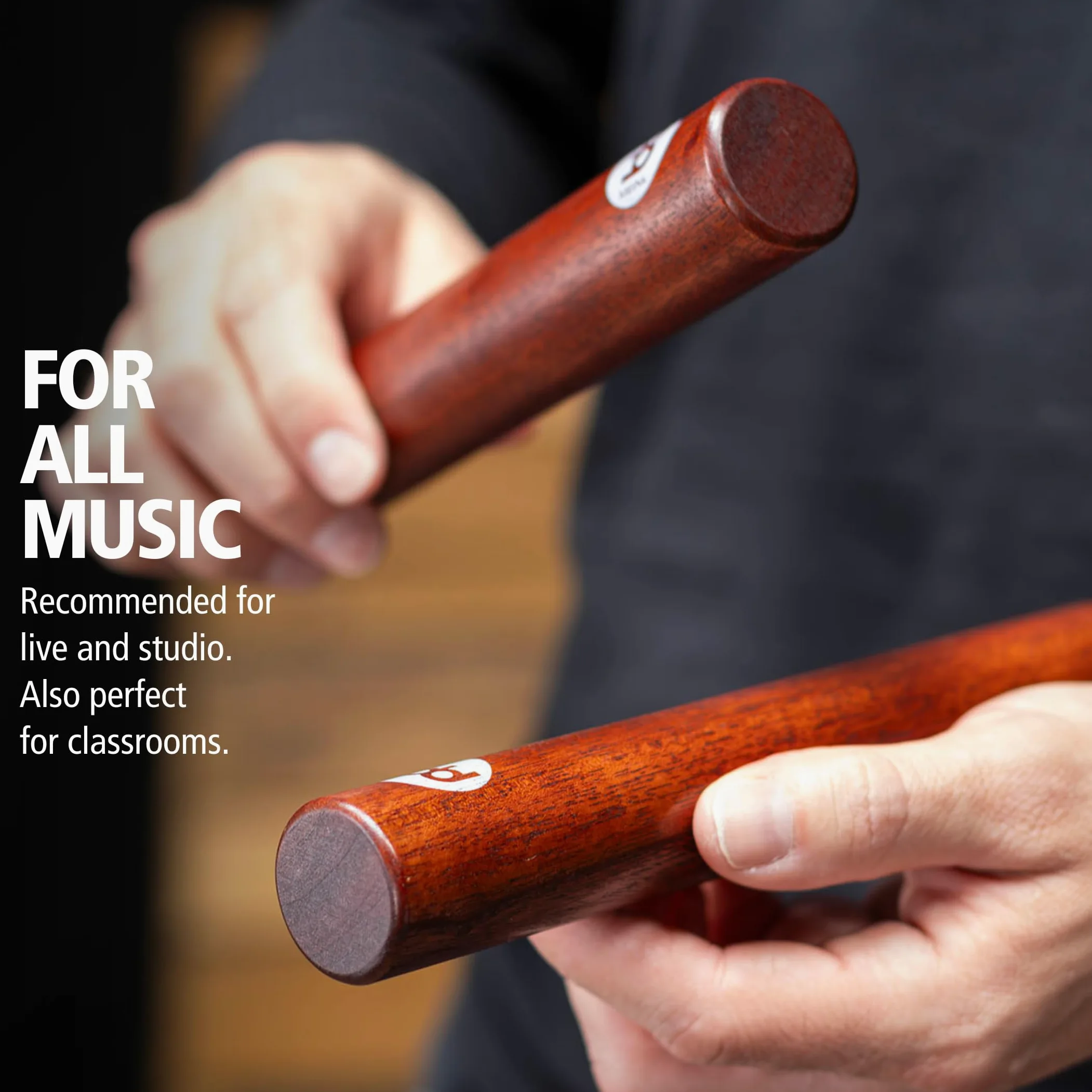 Meinl Percussion Wood Claves Instrument - 1 Paar zylindrische Klanghölzer - Musikinstrument - Indische Walnuss, Natur (CL4IW)