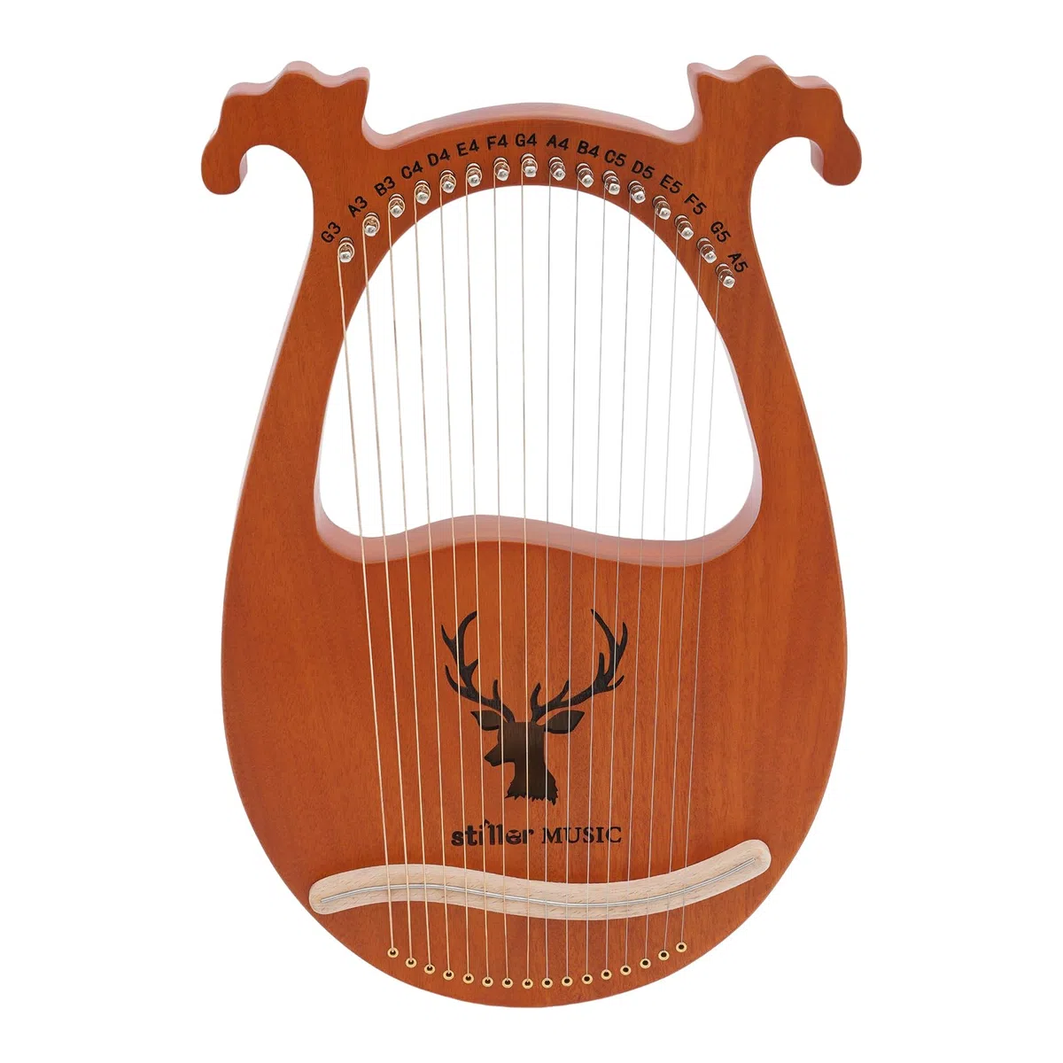Lyre Harp Harfe aus massivem Mahagoni, Lyra Harfen 16 Metall saiten - Daumenklavier mit Stimmtasten und Paddles,l für Kinder und Erwachsene Musik Liebhaber AnfäNger (Holzfarbe)