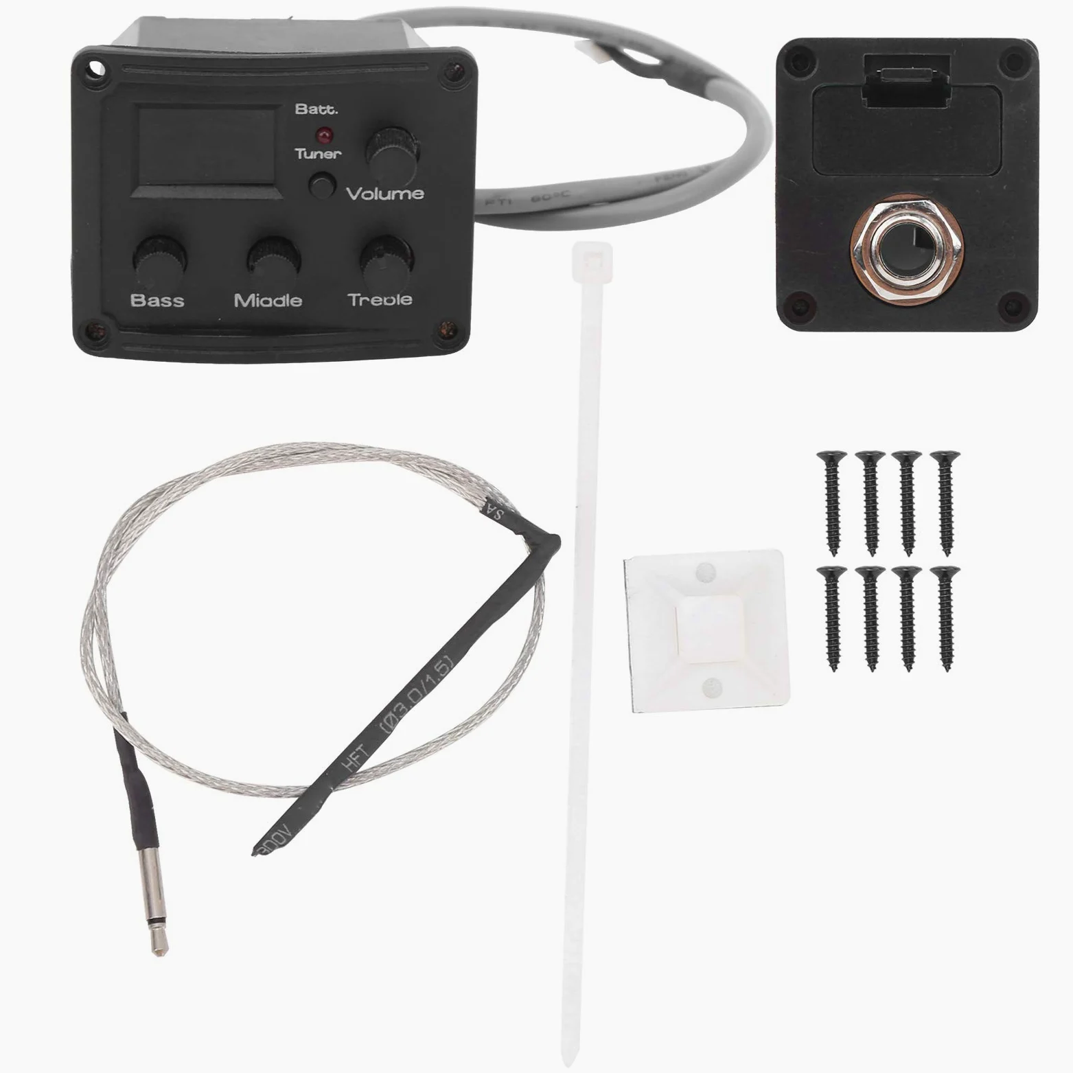 Ukulele Pickup System, 3-Band-Equalizer mit LED-Display und Lautstärkeregler, Tonabnehmer für Musiker auf Bühne Studio und Heimgebrauch