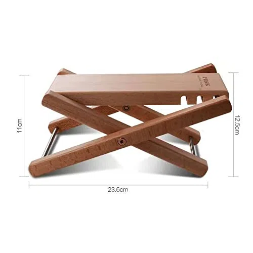 NUZAMAS Verstellbarer Gitarren-Fußhocker aus Massivholz, faltbar, Höhe und Winkel verstellbar, strapazierfähig, Musik-Fußhocker, 27 cm x 13 cm