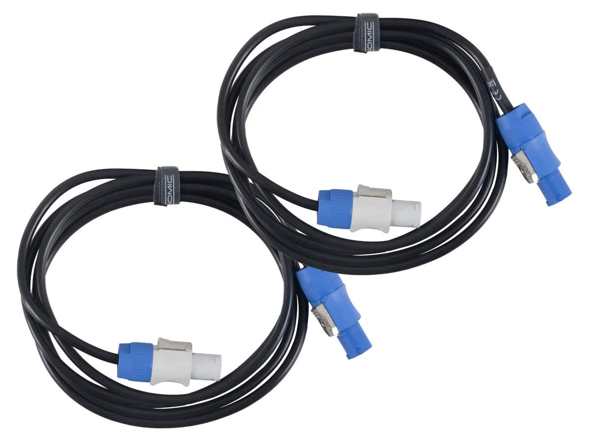 Pronomic Power Twist 2.5 Stromkabel Set - 2 Kabel zur Stromversorgung von Aktiv-Lautsprechern und Scheinwerfern - PowerCon-kompatible Stecker - Kabel (H05VV-F) m. 3X 1,5 mm² - Länge: 2,5 m - Schwarz