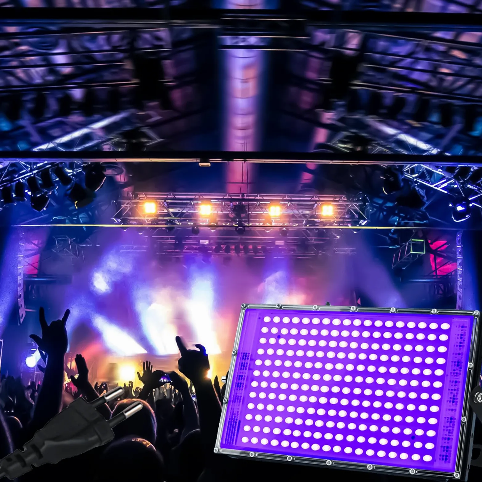 Leikurvo UV Schwarzlicht 150W Blacklight: 150W LED UV Strahler IP66 Wasserdicht Schwarzlichtlampe UV Licht mit Schalter, Geeignet für Parties Bühnenbeleuchtung Körperbemalung Kunstausstellungen