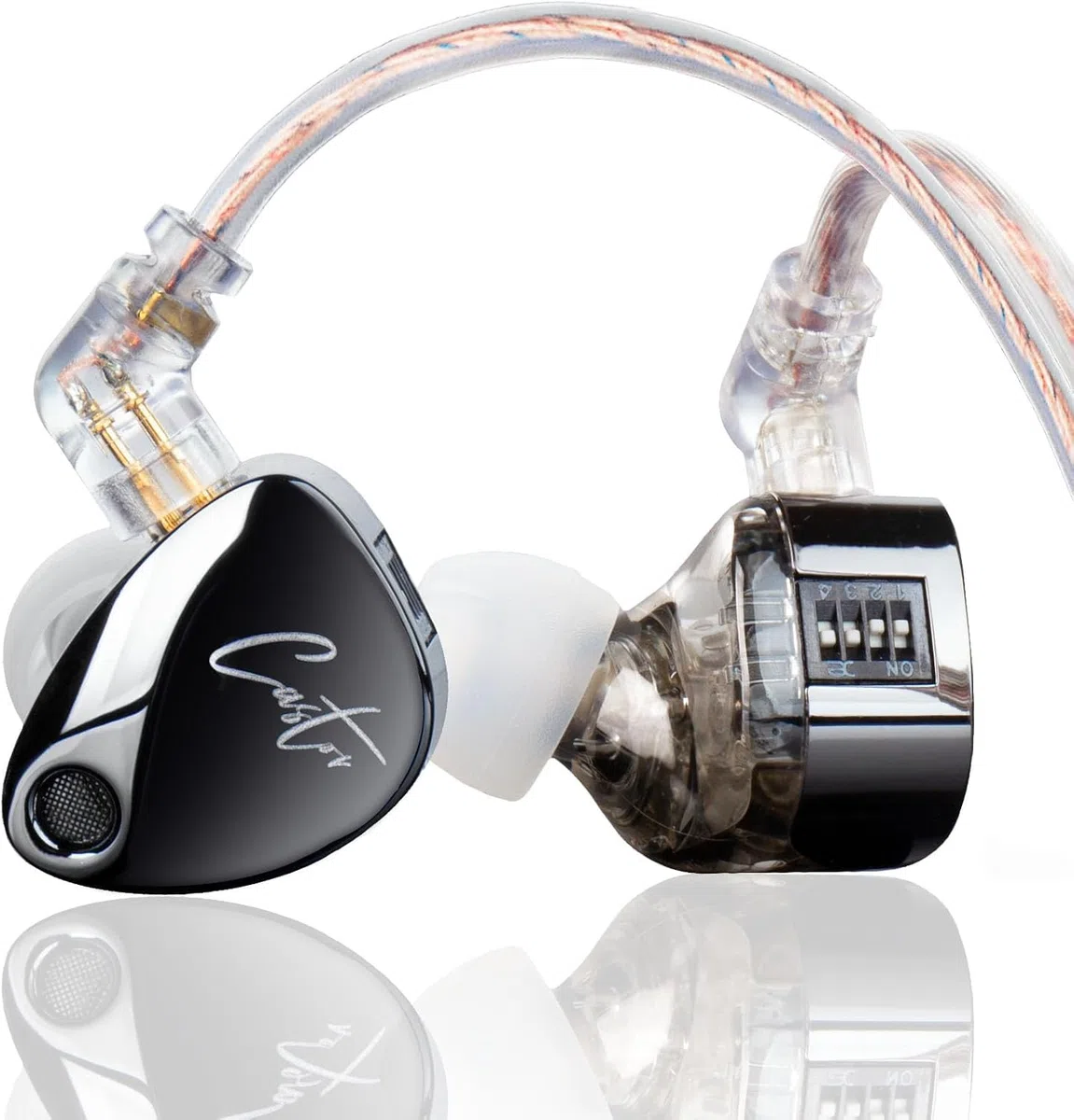 KZ Castor In Ear Monitor, Dual Dynamic Treiber, kabelgebundenes HiFi IEM, verbesserte Bass Sound abstimmung für In-Ear-Kopfhörer, abnehmbares 2-poliges Kabel (schwarz verbesserter Bass,kein Mikro)